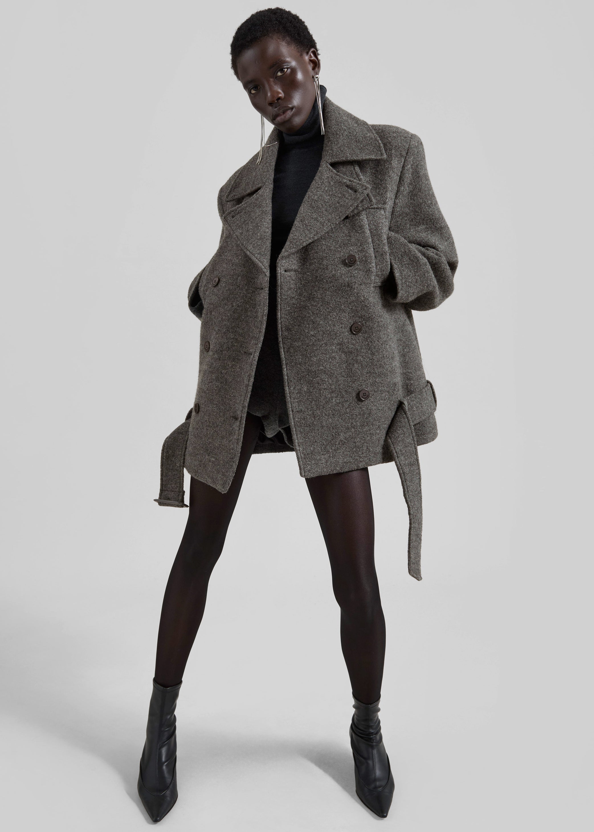 Shop the look image for Scothern Brushed Wool Peacoat - Grey Melange