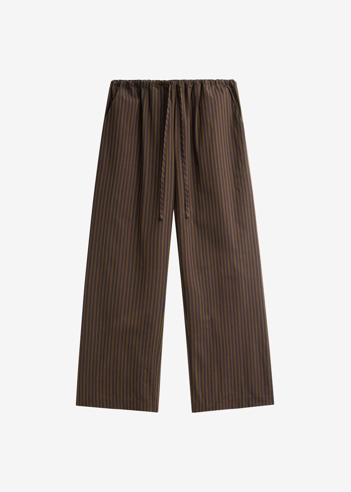 Seia Cotton Drawstring Pants - Burgundy Stripe - 8