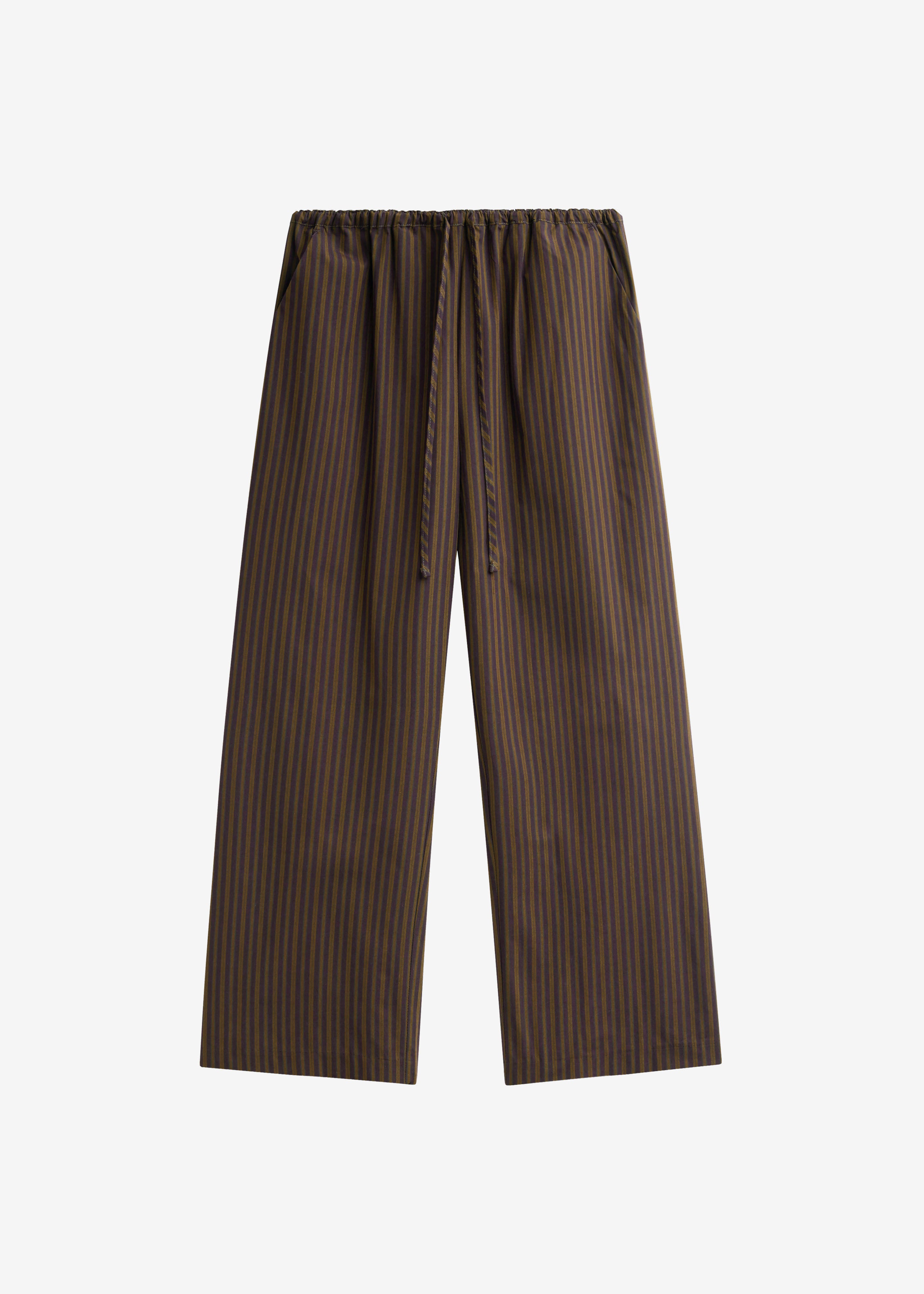Seia Cotton Drawstring Pants - Burgundy Stripe - 8