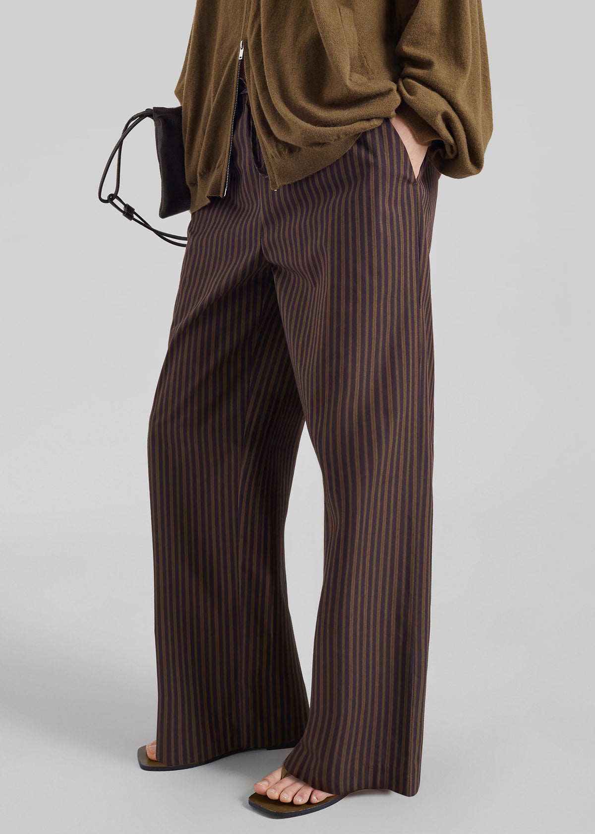 Seia Cotton Drawstring Pants - Burgundy Stripe - 2