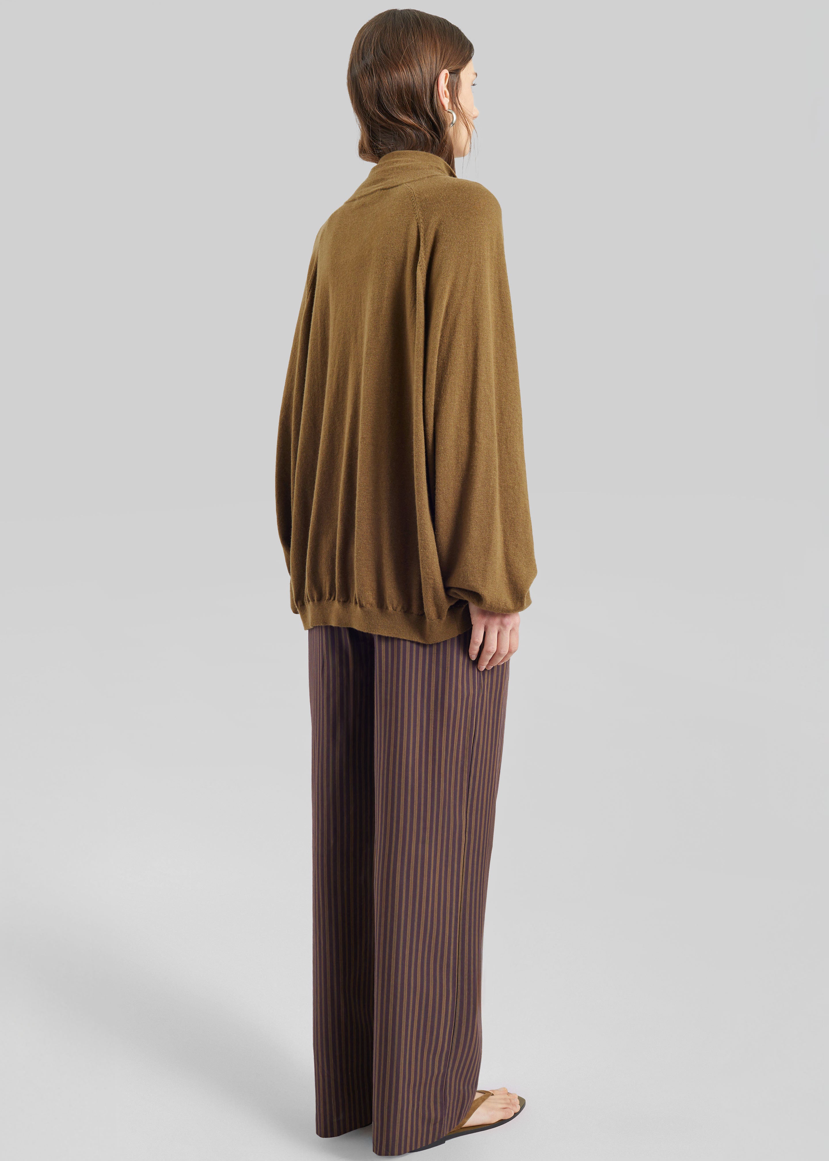 Seia Cotton Drawstring Pants - Burgundy Stripe - 7