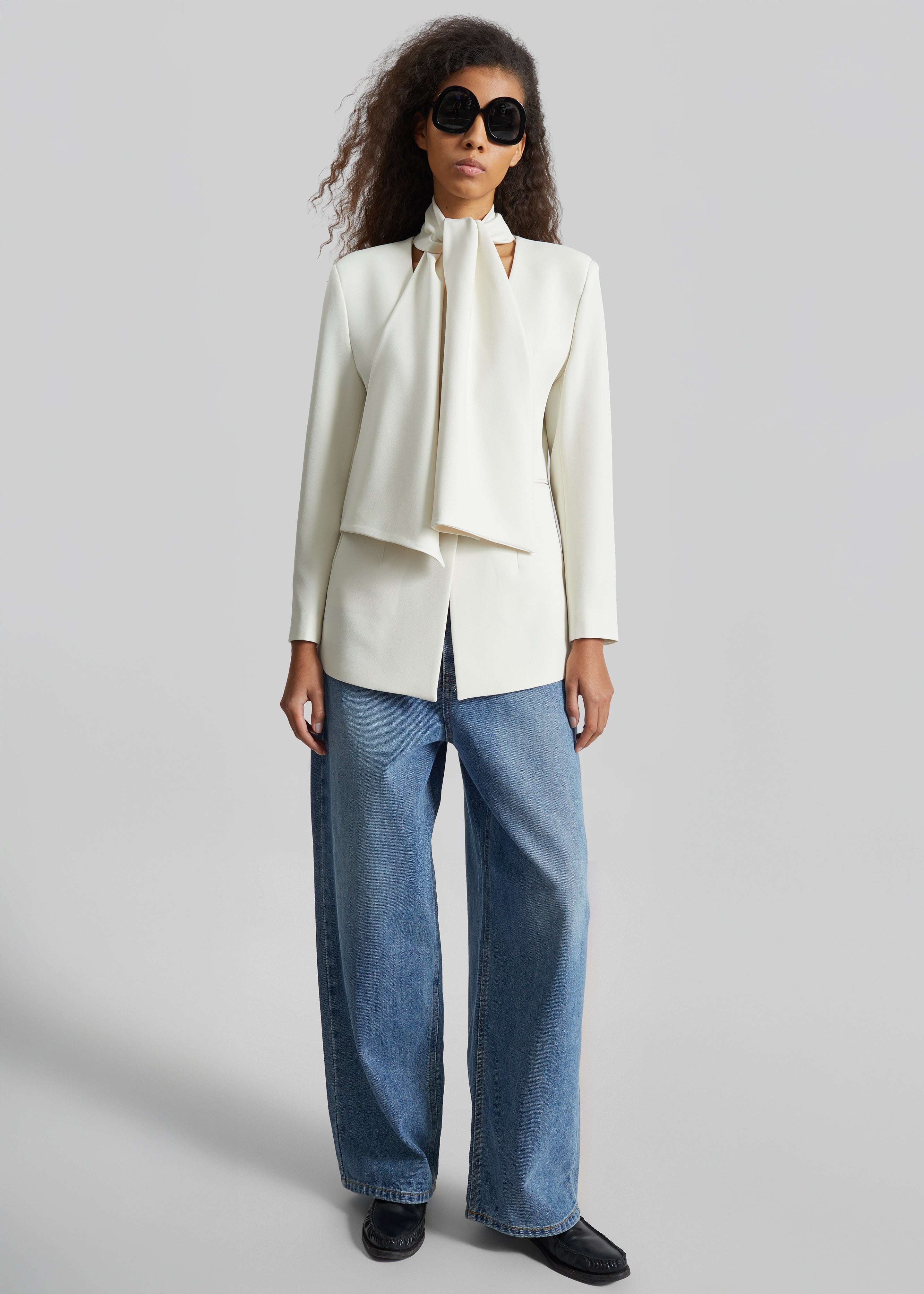 Seika Scarf Blazer - Ivory - 6