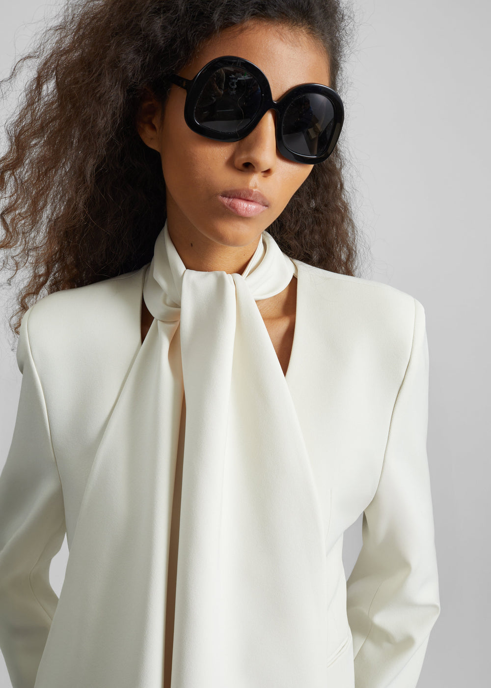 Seika Scarf Blazer - Ivory - 1