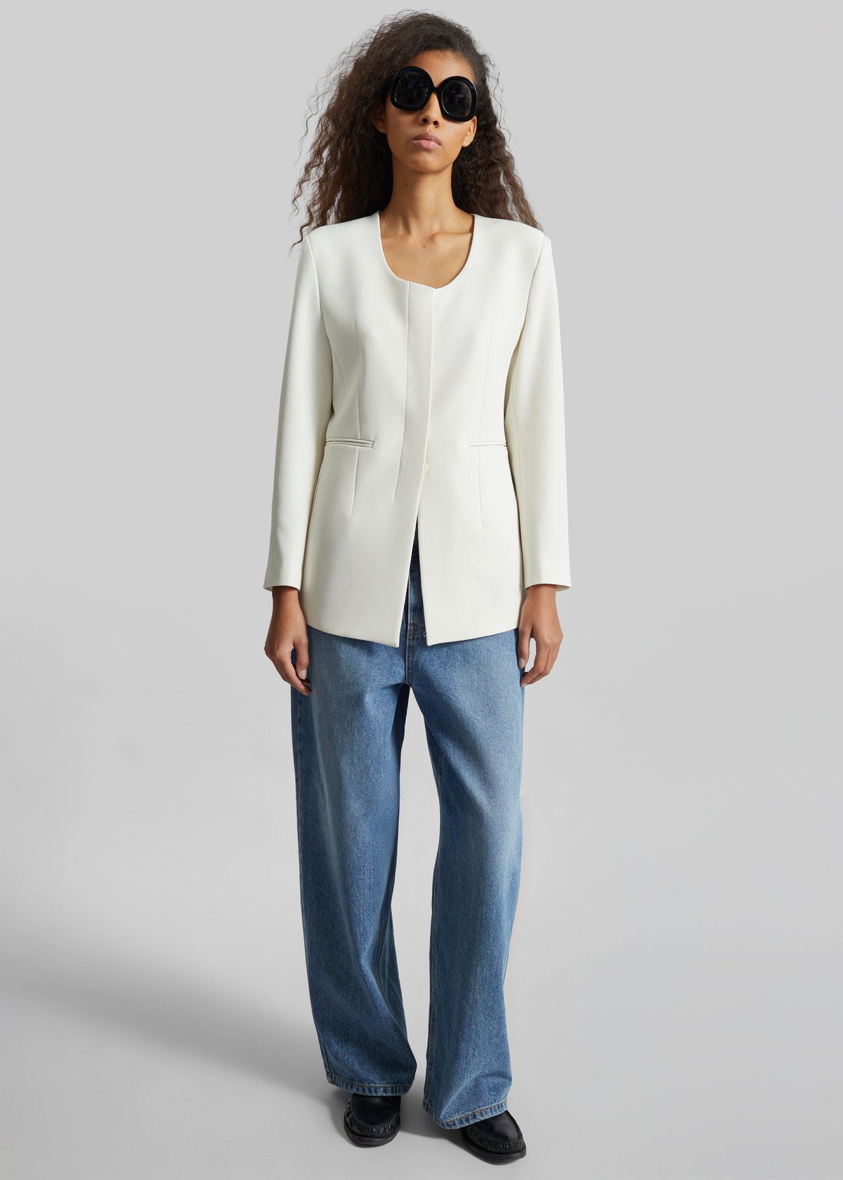Seika Scarf Blazer - Ivory - 7
