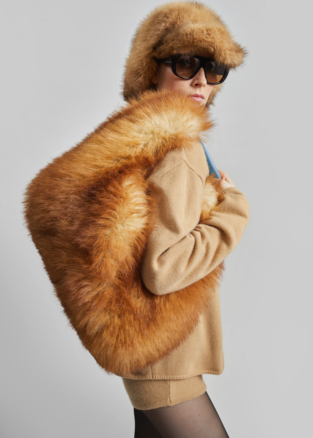 Sella Faux Fur Bag - Camel
