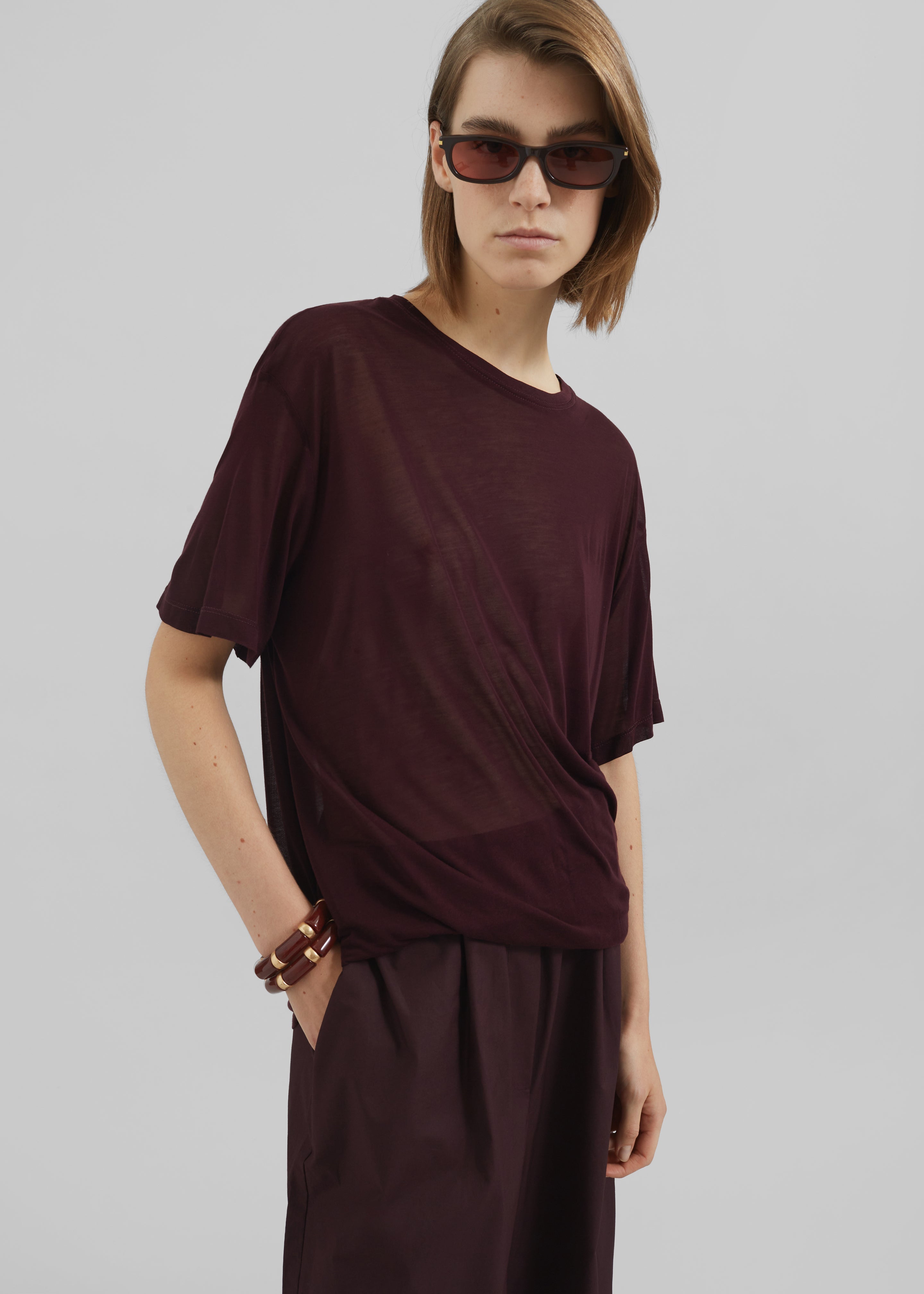 Zolli Mesh Tee - Burgundy – The Frankie Shop Europe