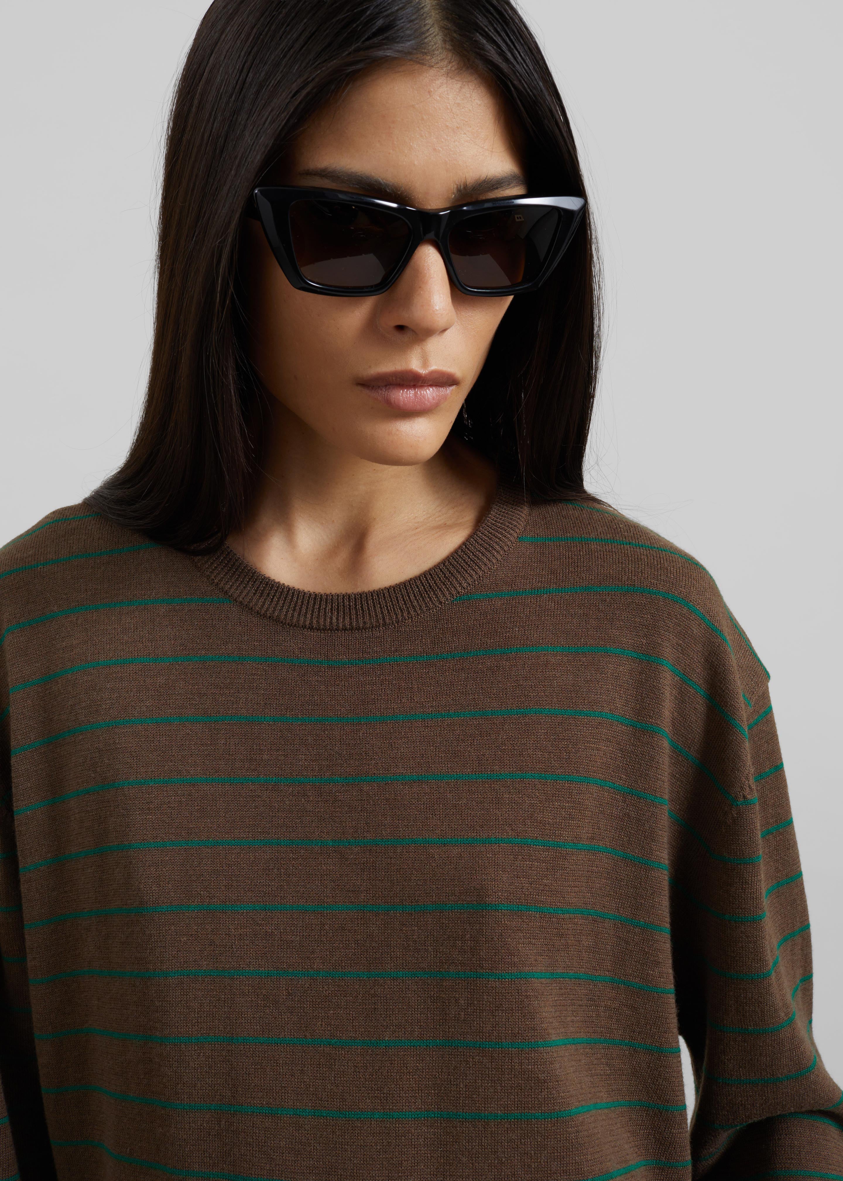 Sena Knit Pullover - Brown/Green Stripe - 3