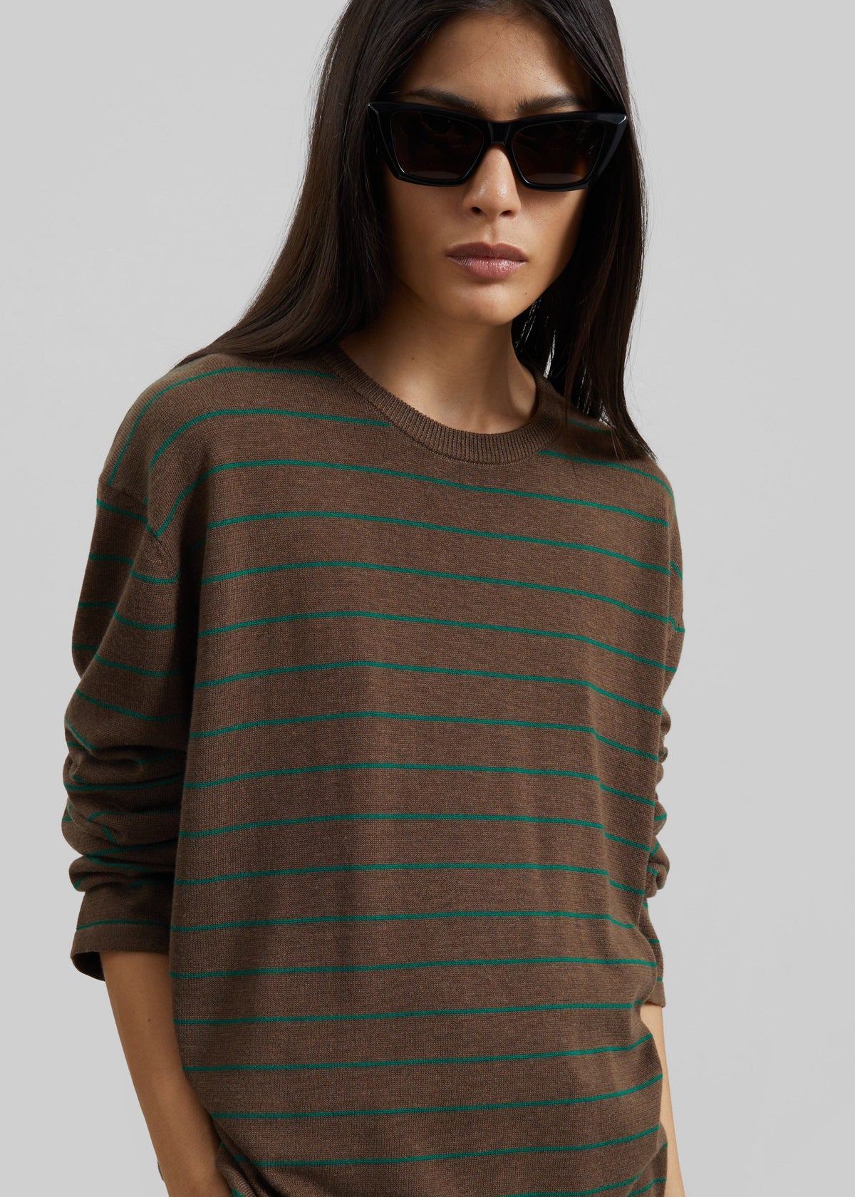 Sena Knit Pullover - Brown/Green Stripe - 1