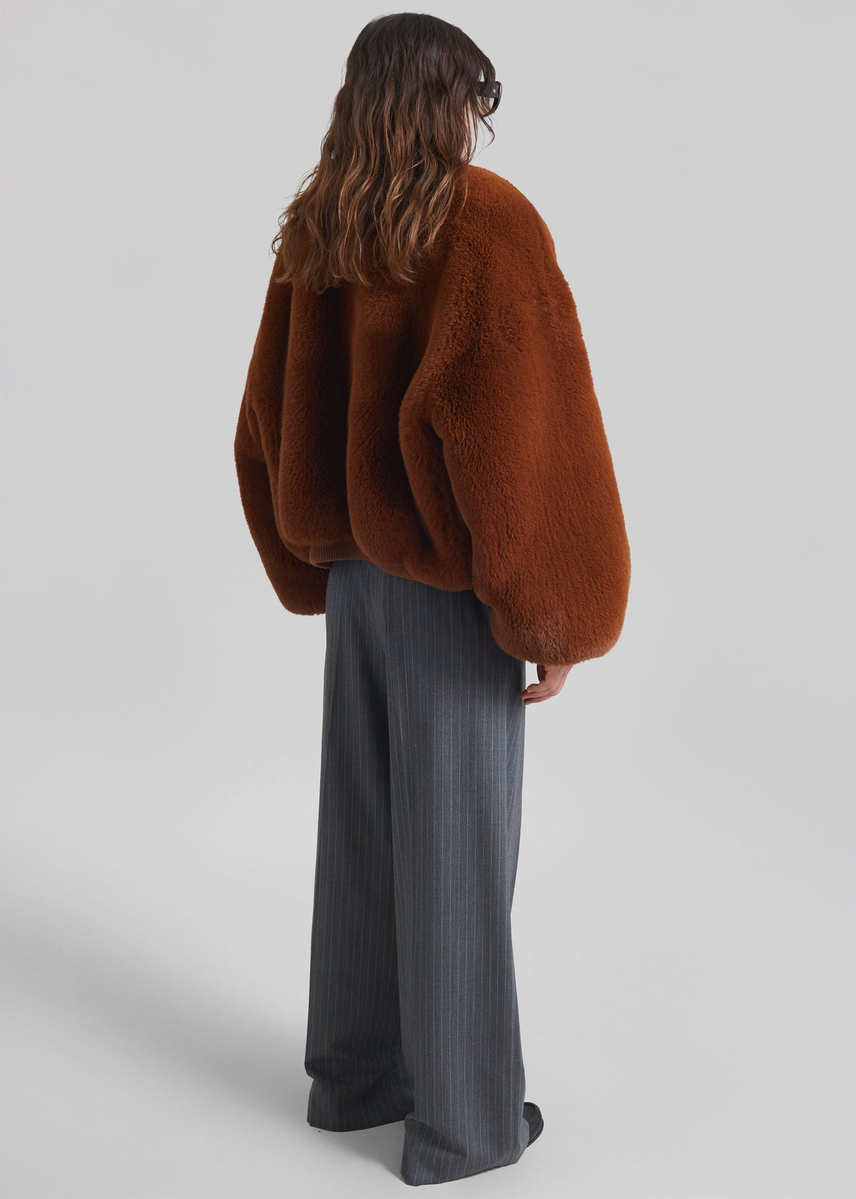 Senna Faux Fur Collarless Jacket - Bronze - 5