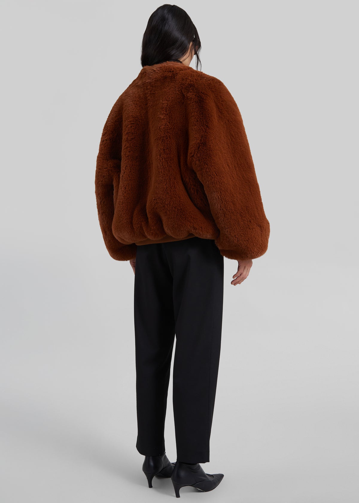 Senna Faux Fur Collarless Jacket - Bronze