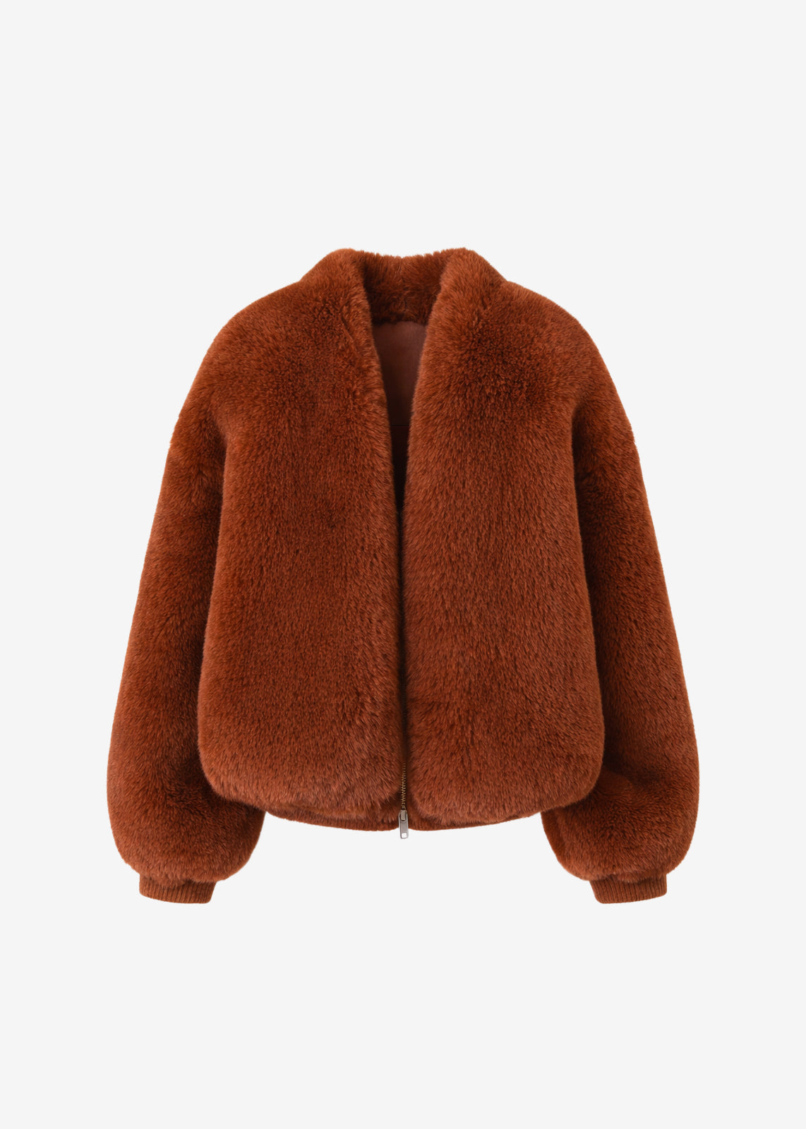 Senna Faux Fur Collarless Jacket - Bronze - 6