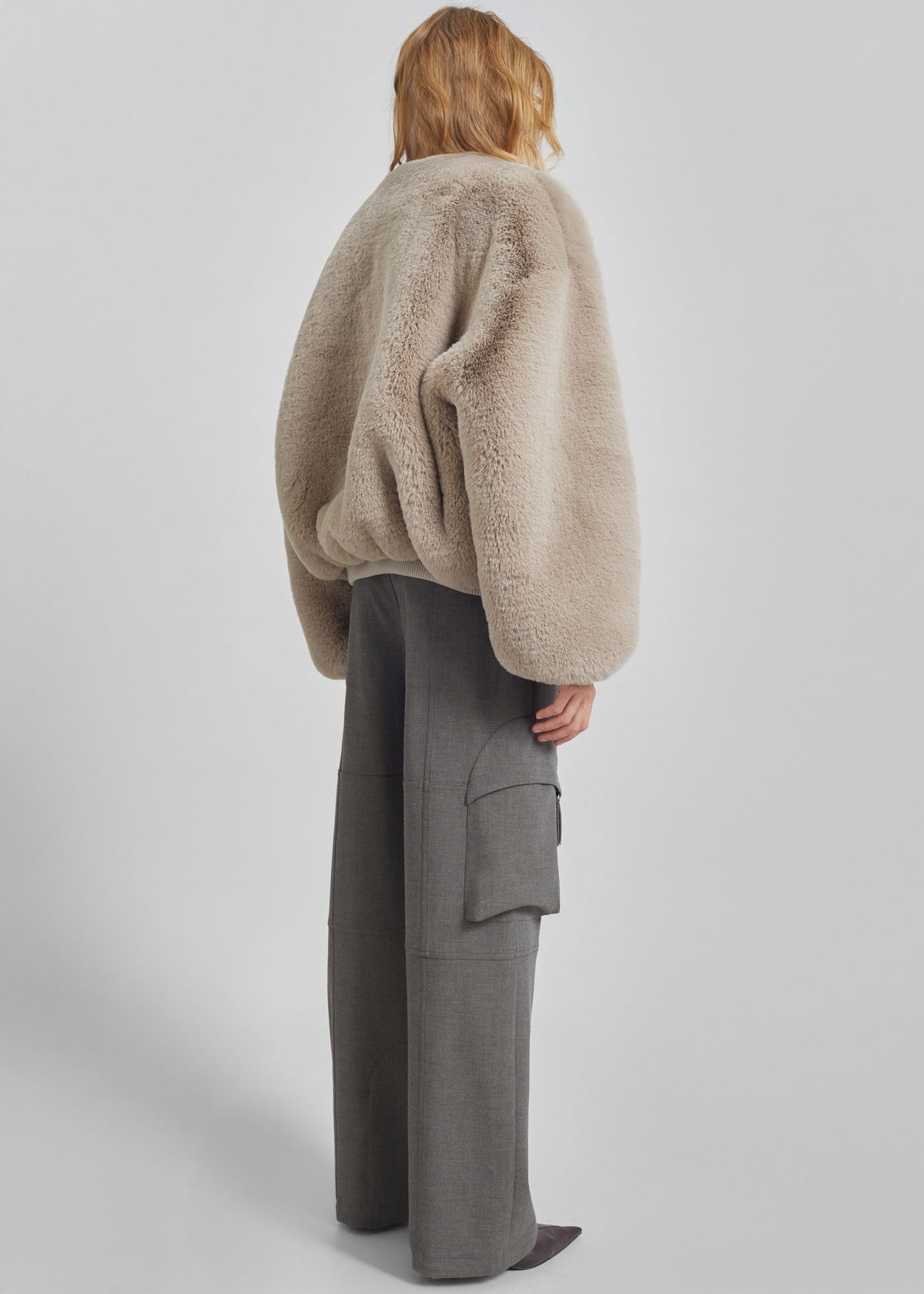 Veste Senna en fausse fourrure sans col - Taupe clair - 7