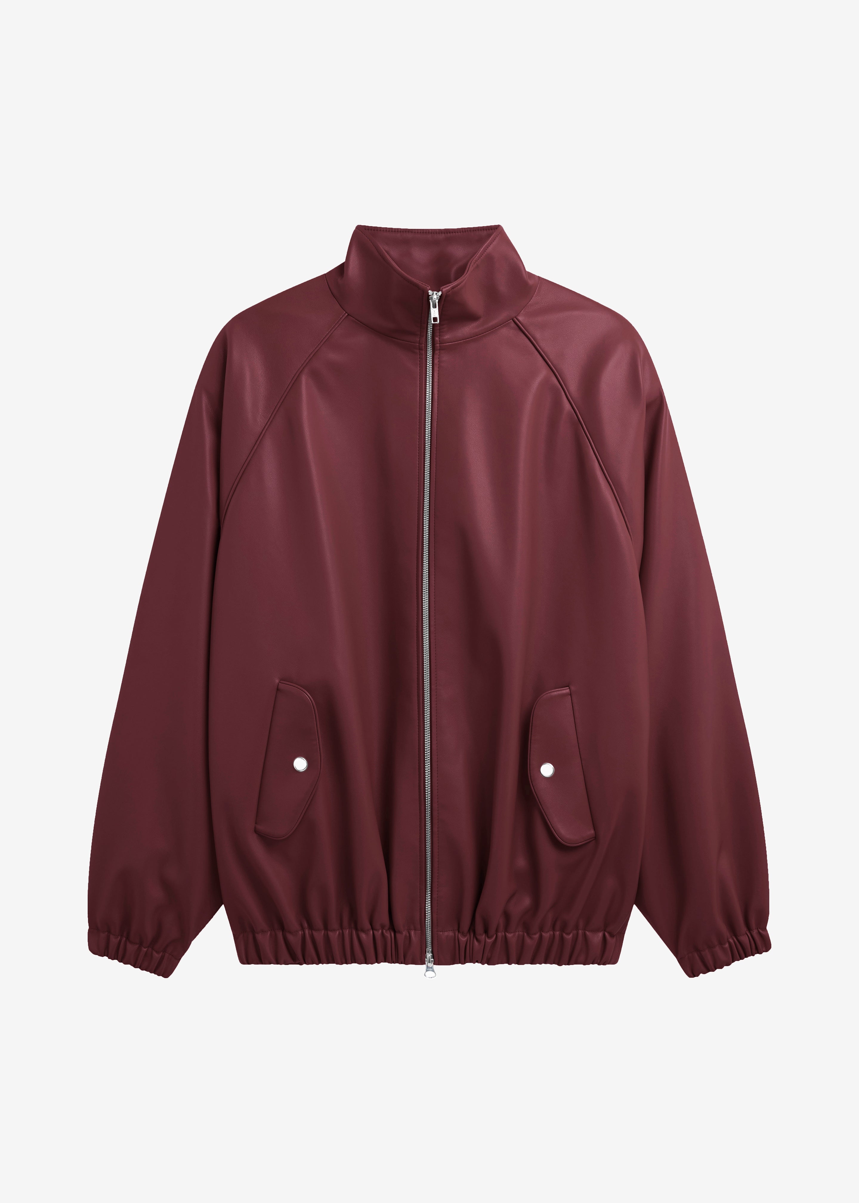 Senta Faux Leather Bomber - Burgundy - 11