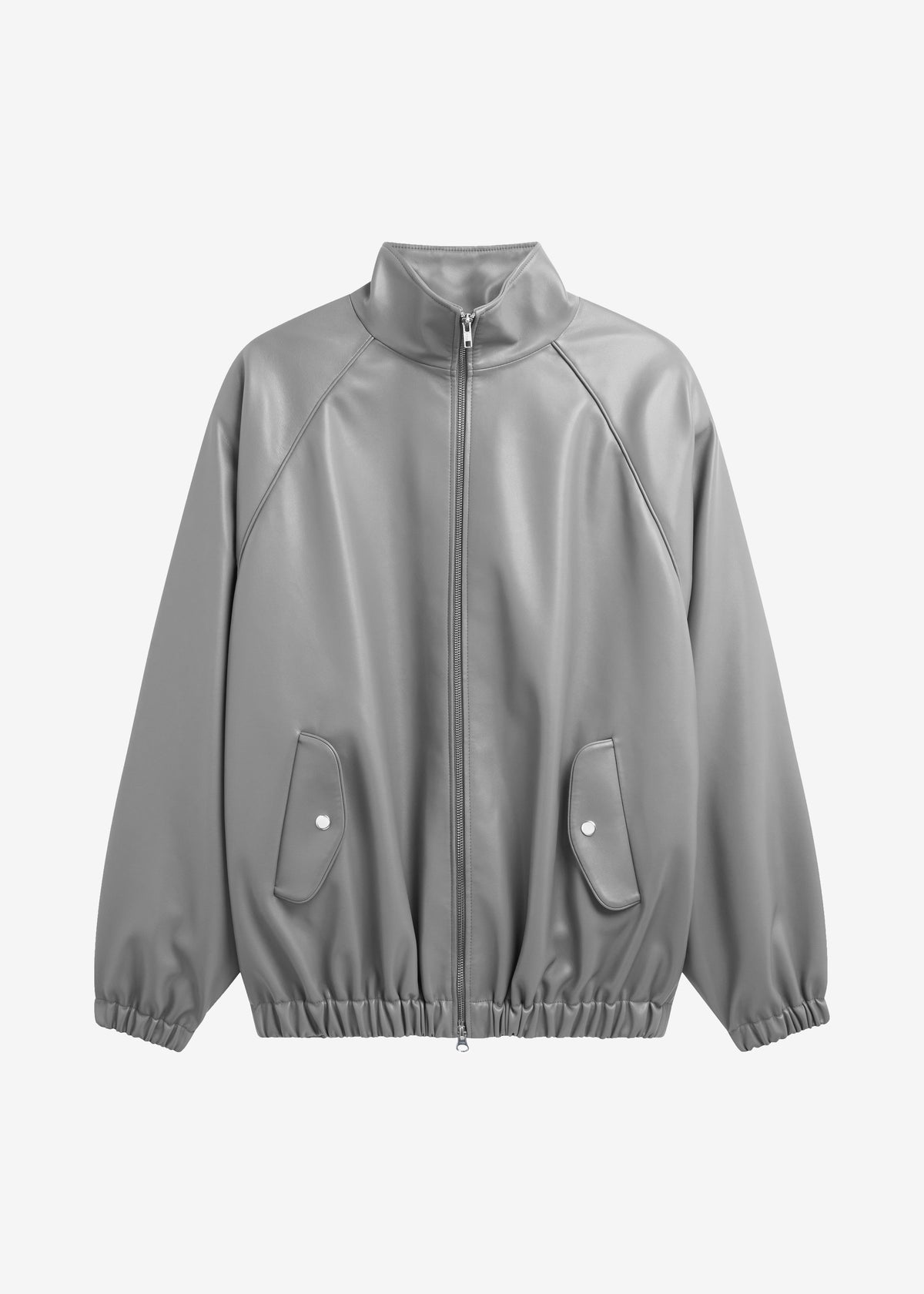 Senta Faux Leather Bomber - Light Grey - 6