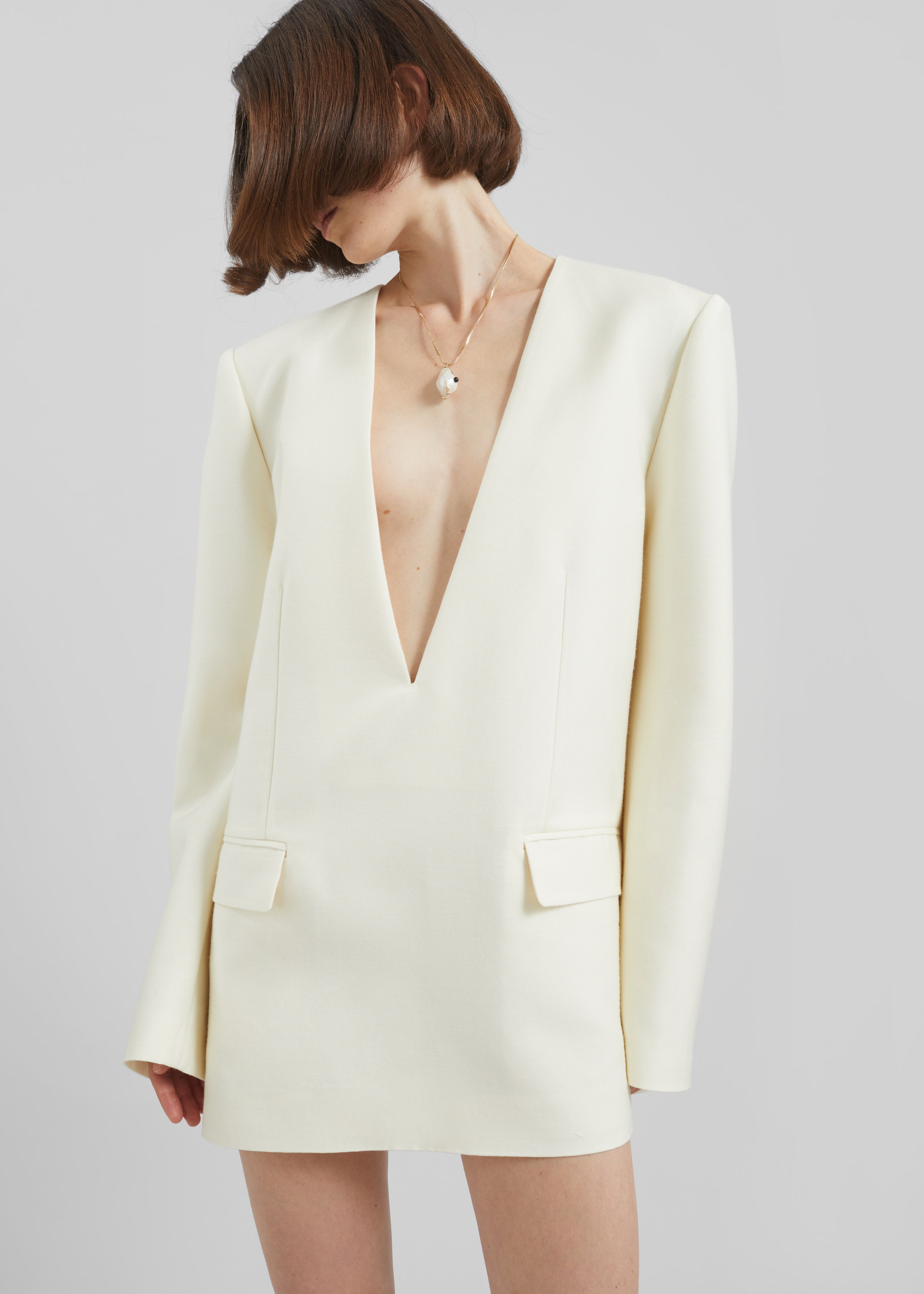 Serra Blazer Dress - Cream - 3