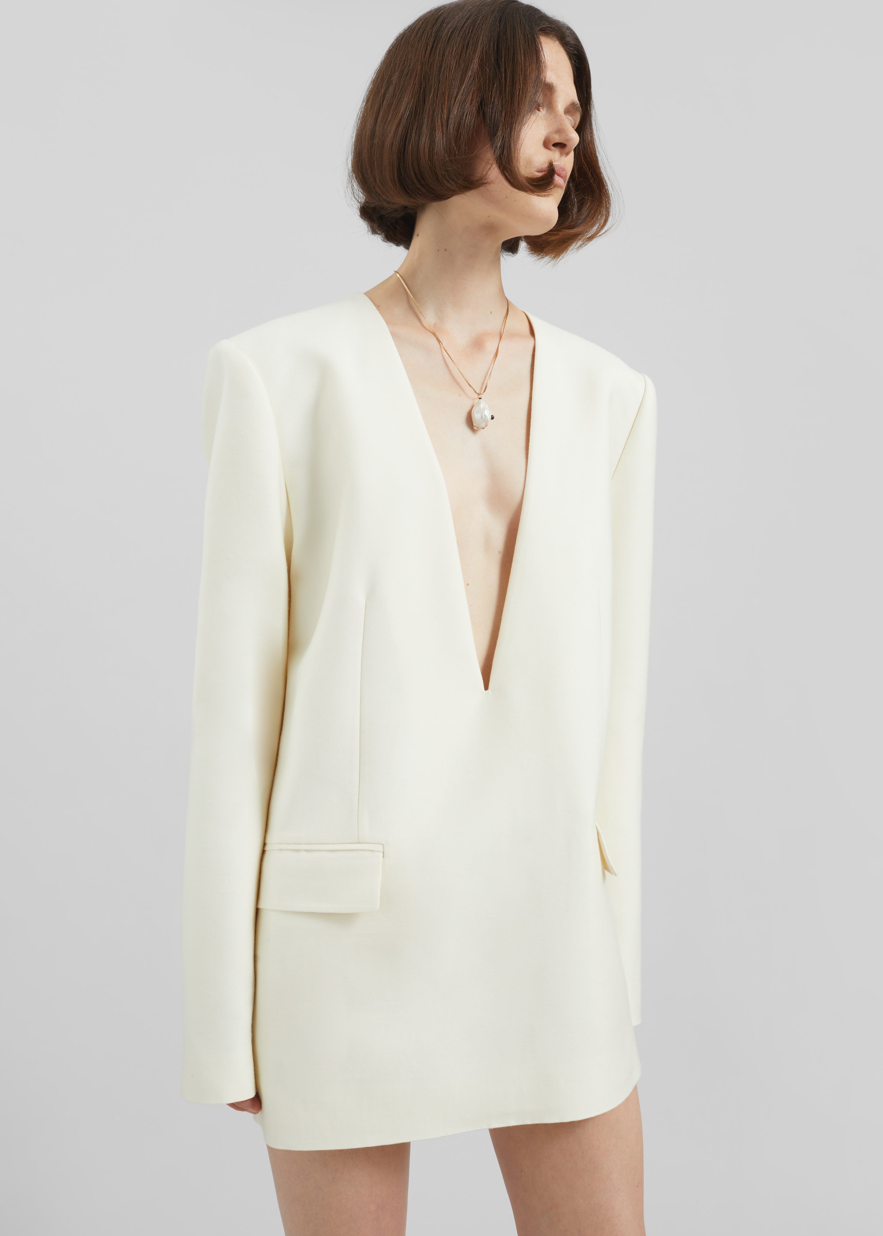 Serra Blazer Dress - Cream - 5