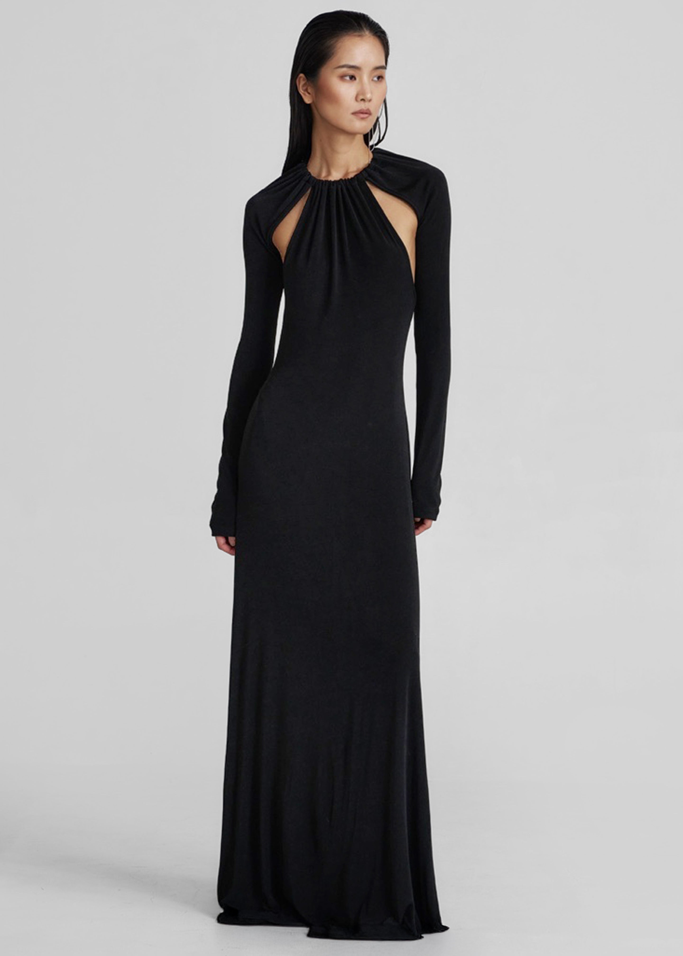 Seskin Evening Maxi Dress - Black - 1