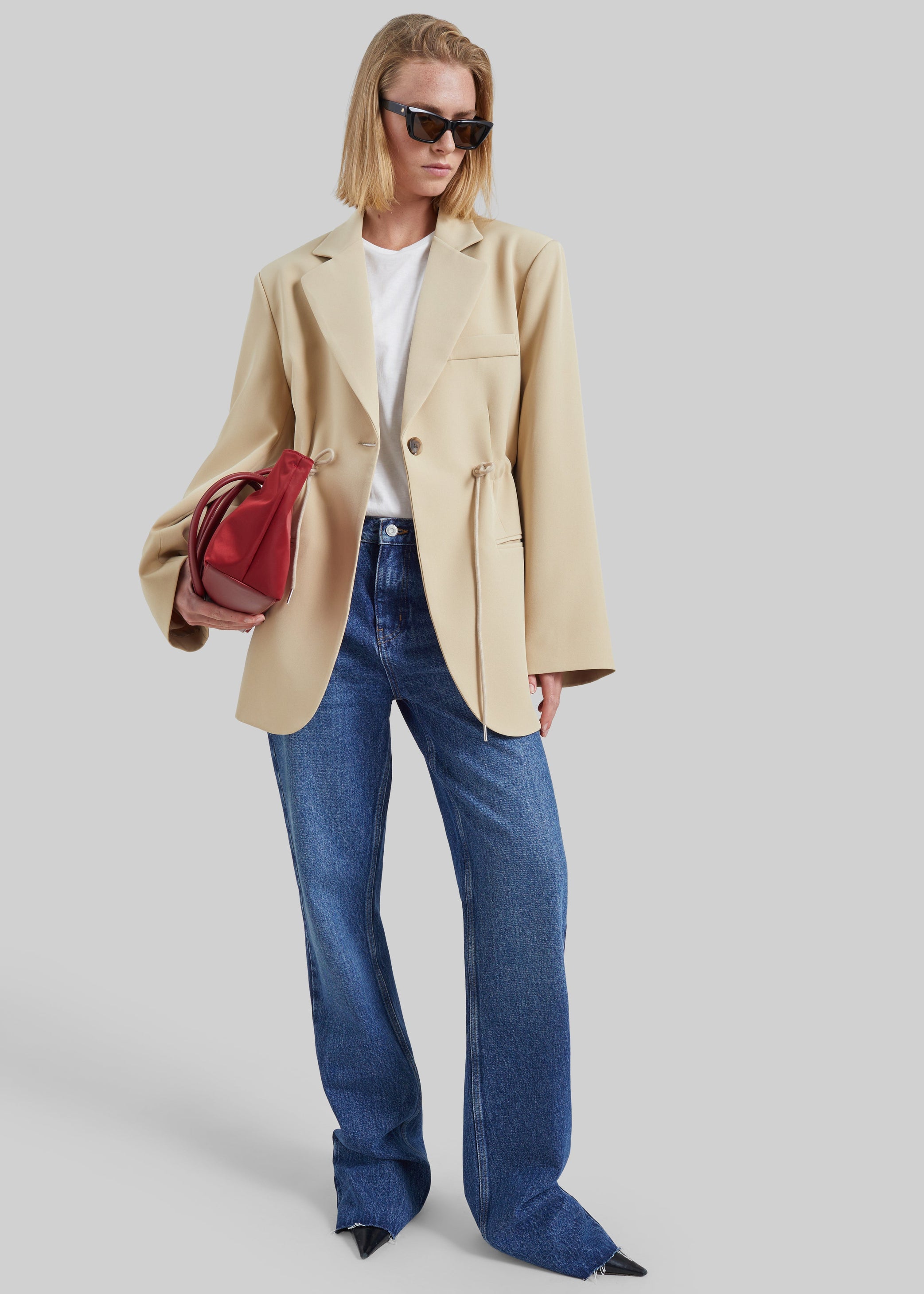Shop the look image for Sesma Drawstring Blazer - Light Beige