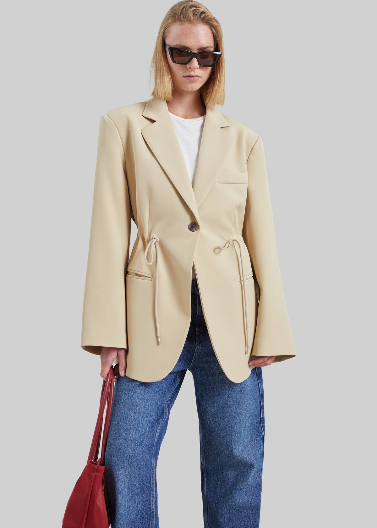 Sesma Drawstring Blazer - Light Beige - 2