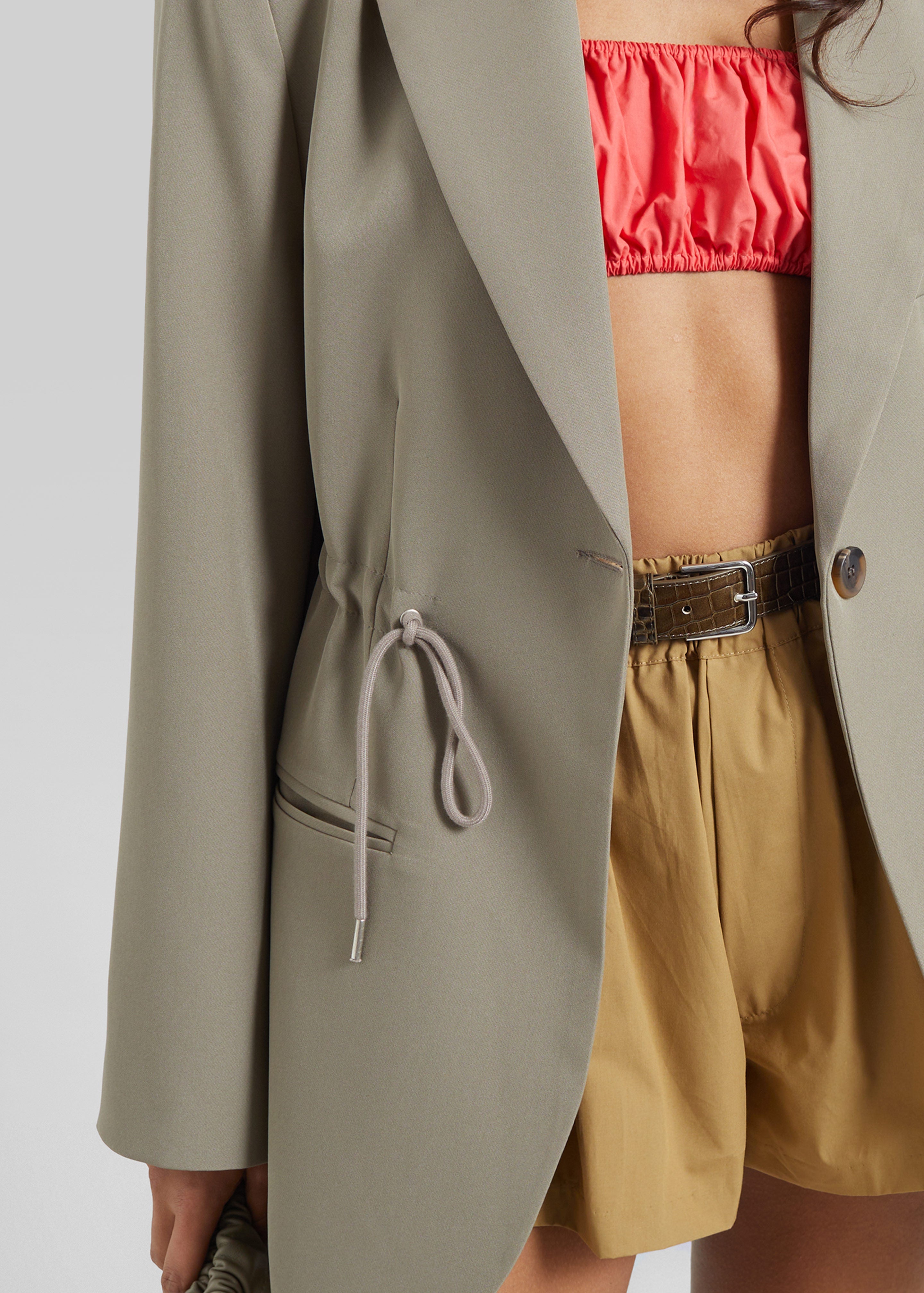 Sesma Drawstring Blazer - Pale Olive - 3