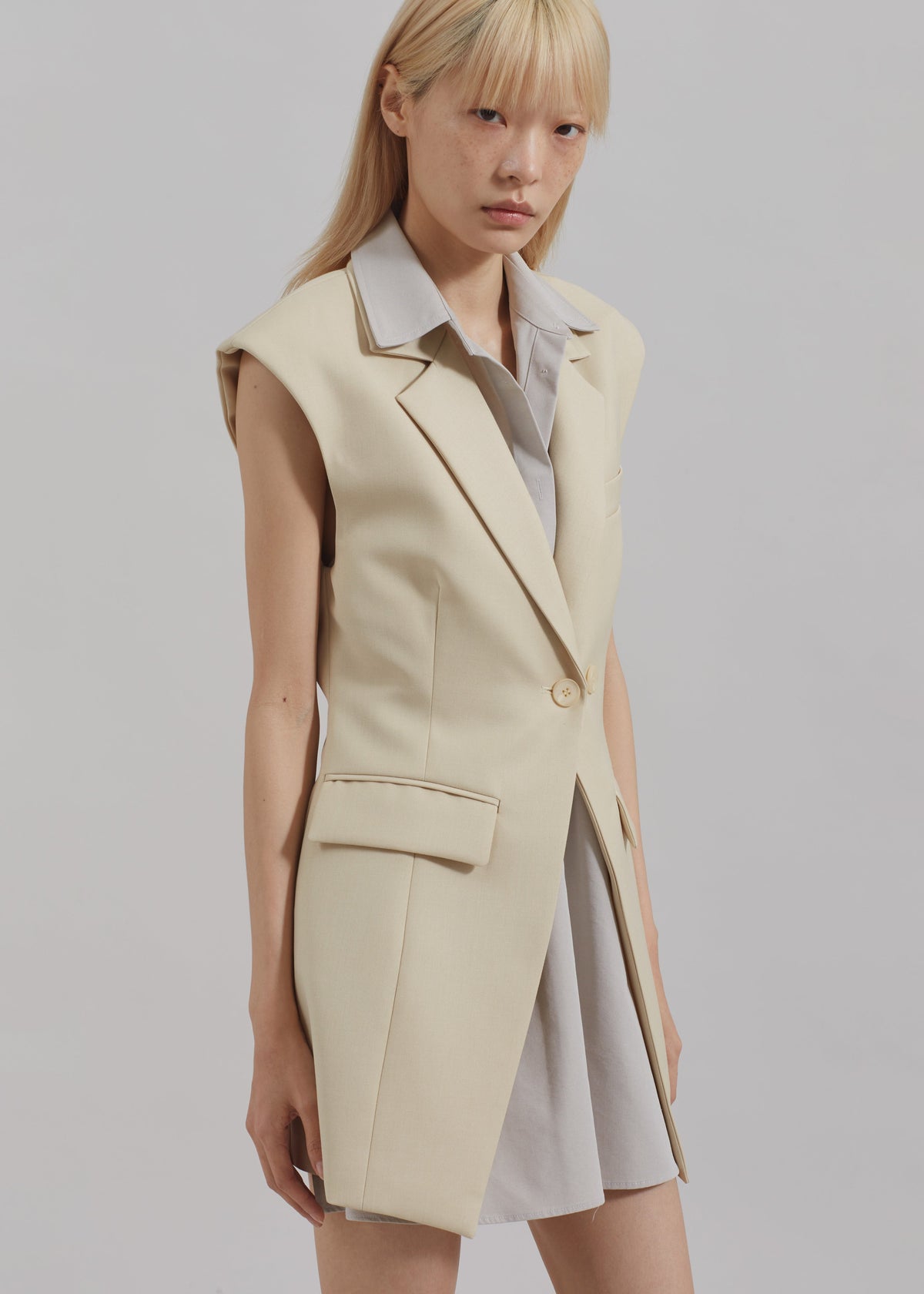 Shari Layered Vest - Beige - 7
