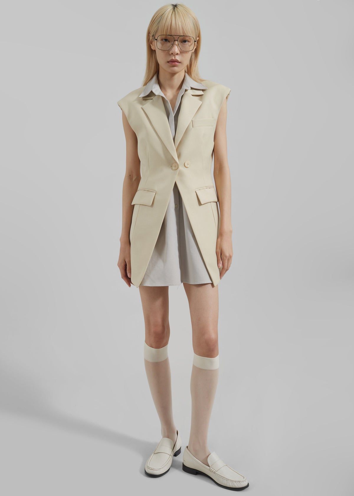 Shari Layered Vest - Beige - 1