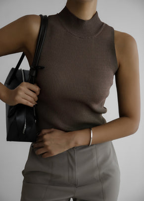 Shelby Mock Neck Tank - Brown