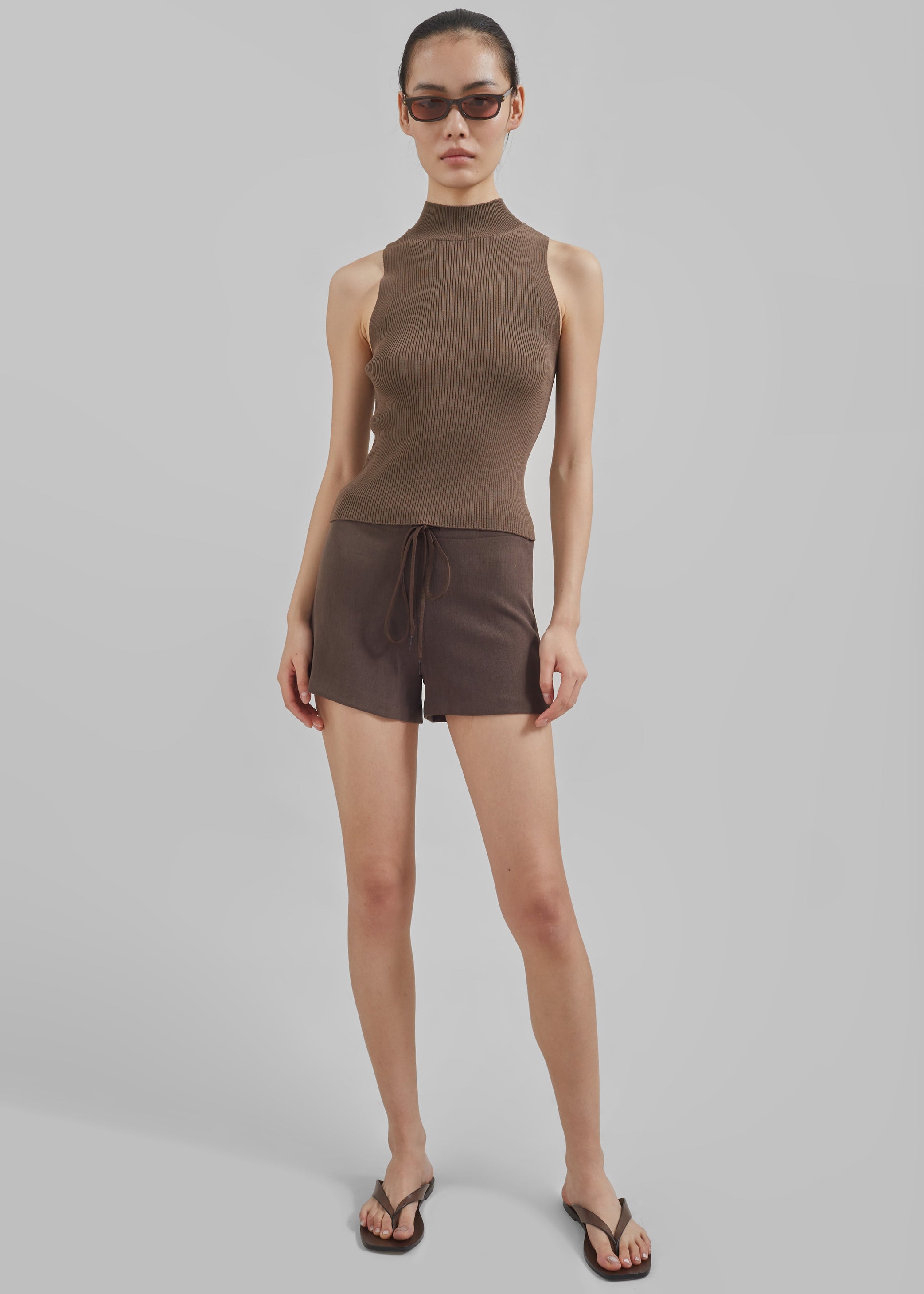 Shop the look image for Shelby Mock Neck Tank - Brown