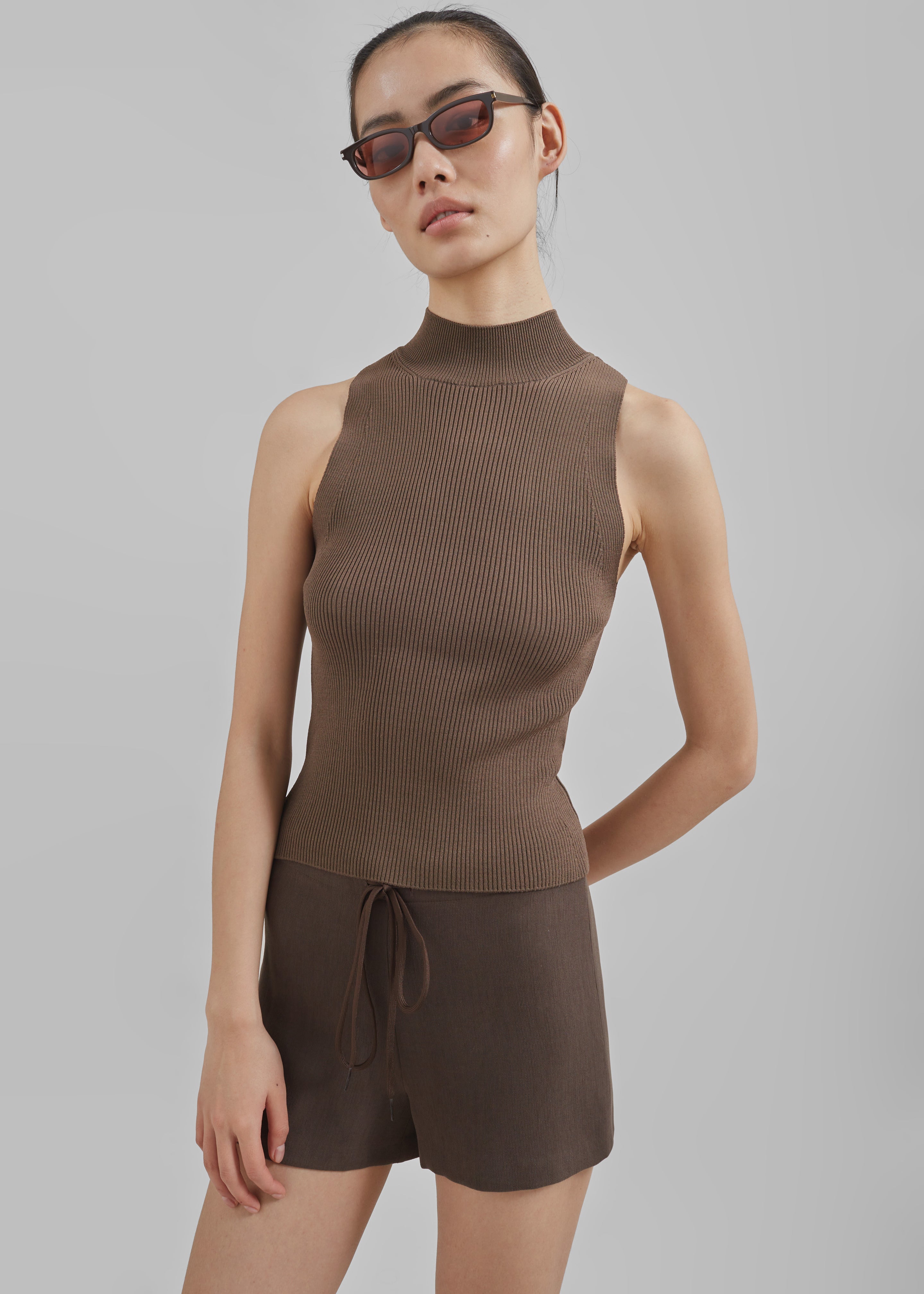 Shelby Mock Neck Tank - Brown - 8