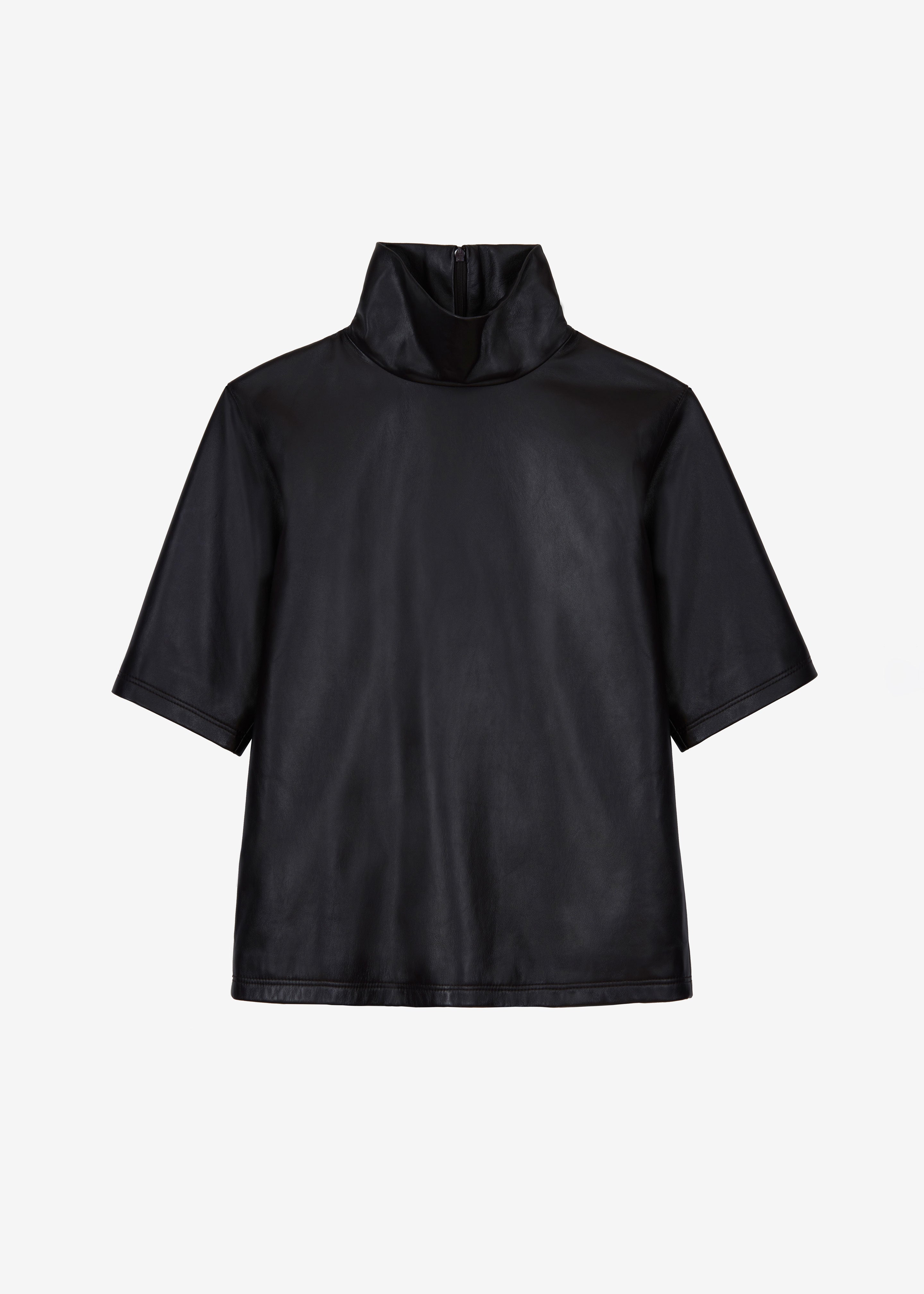 Shiloh Leather Mock Neck Top - Black - 9