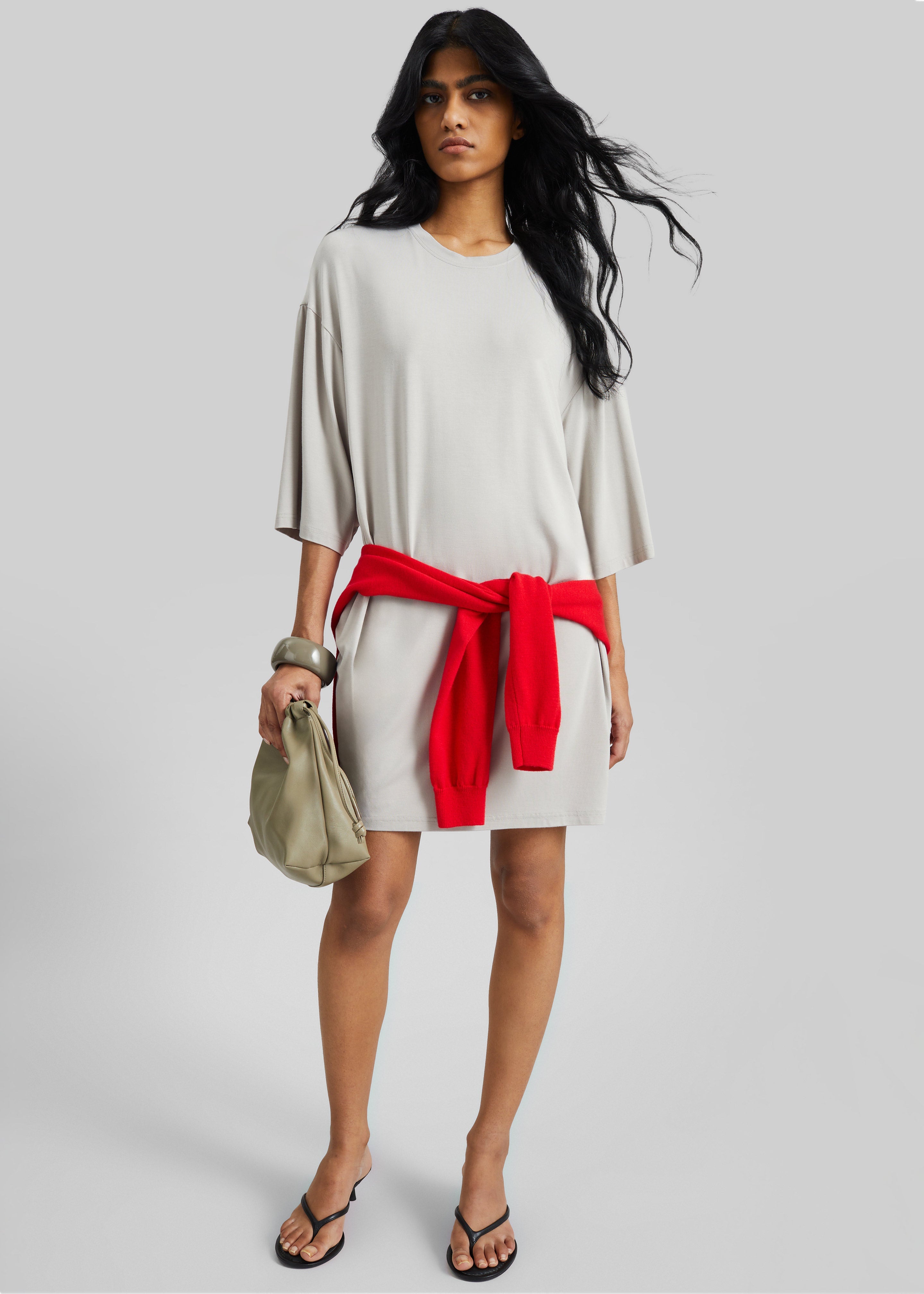 Sian Oversized T-Shirt Dress - Slate Grey - 4