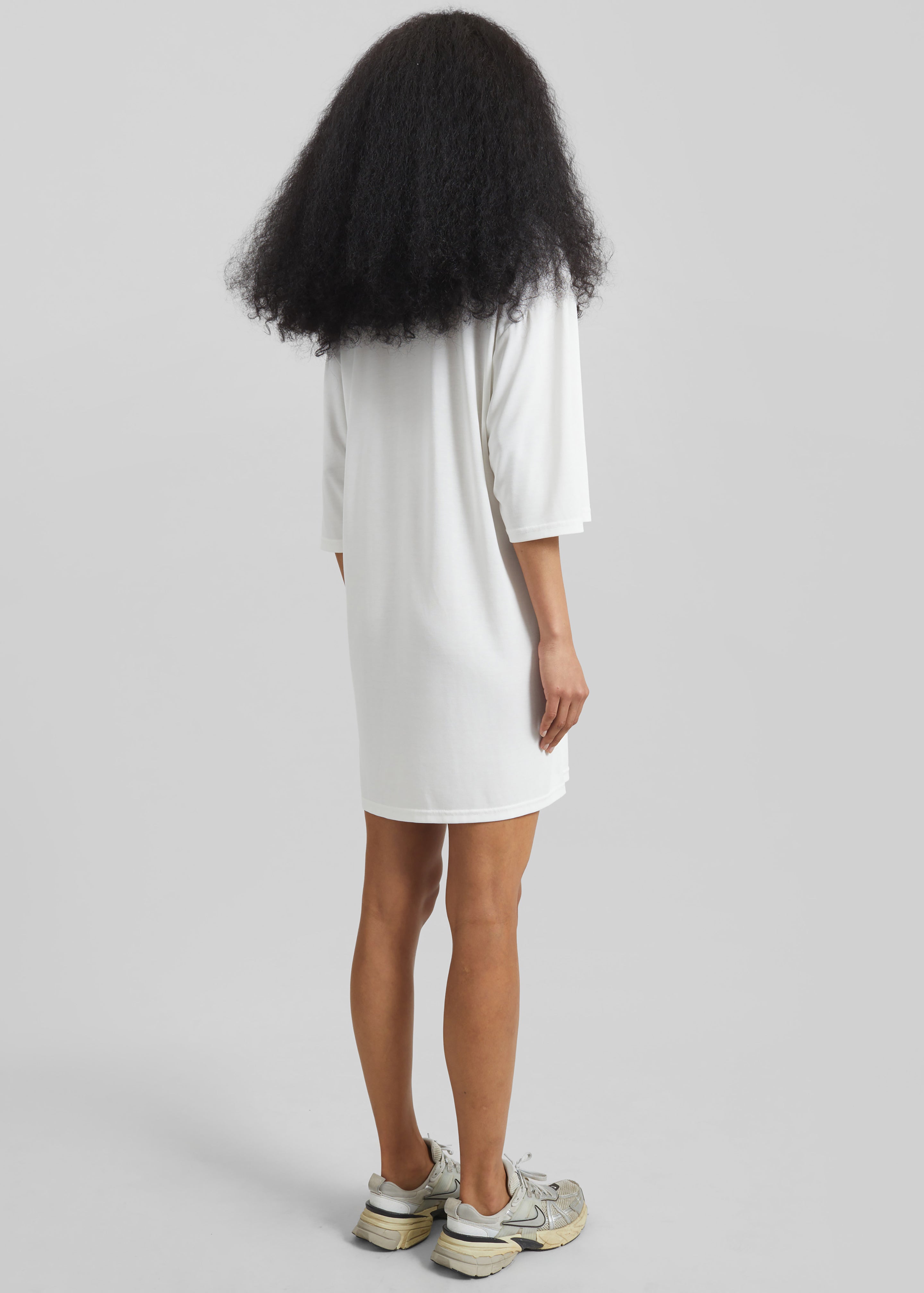 Sian Oversized T-Shirt Dress - White - 5