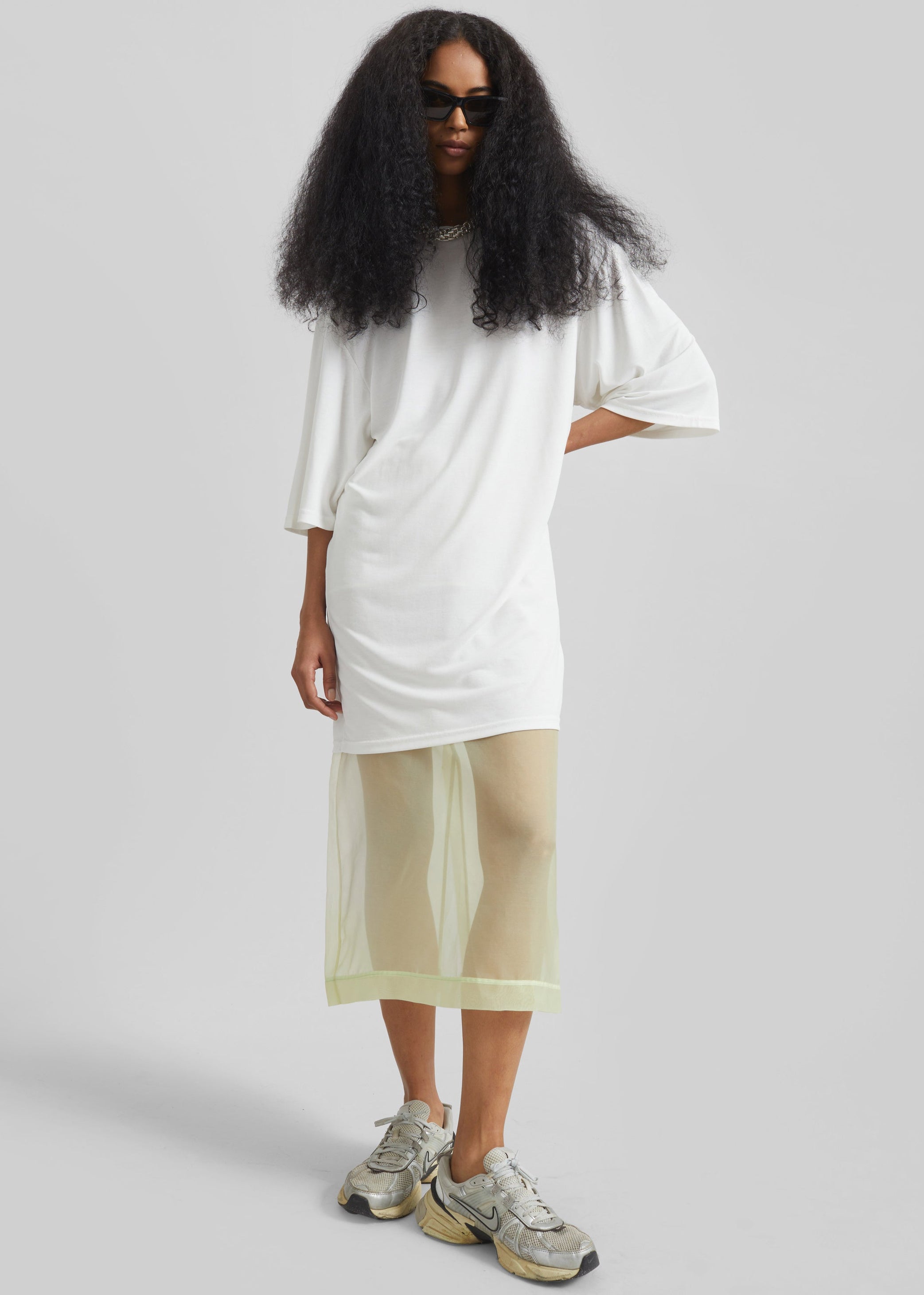 Shop the look image for Sian Oversized T-Shirt Dress - White