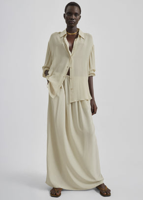 Sibena Silk Maxi Skirt - Cement