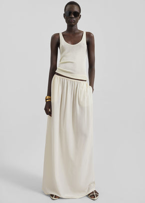 Sibena Silk Maxi Skirt - Pale Yellow