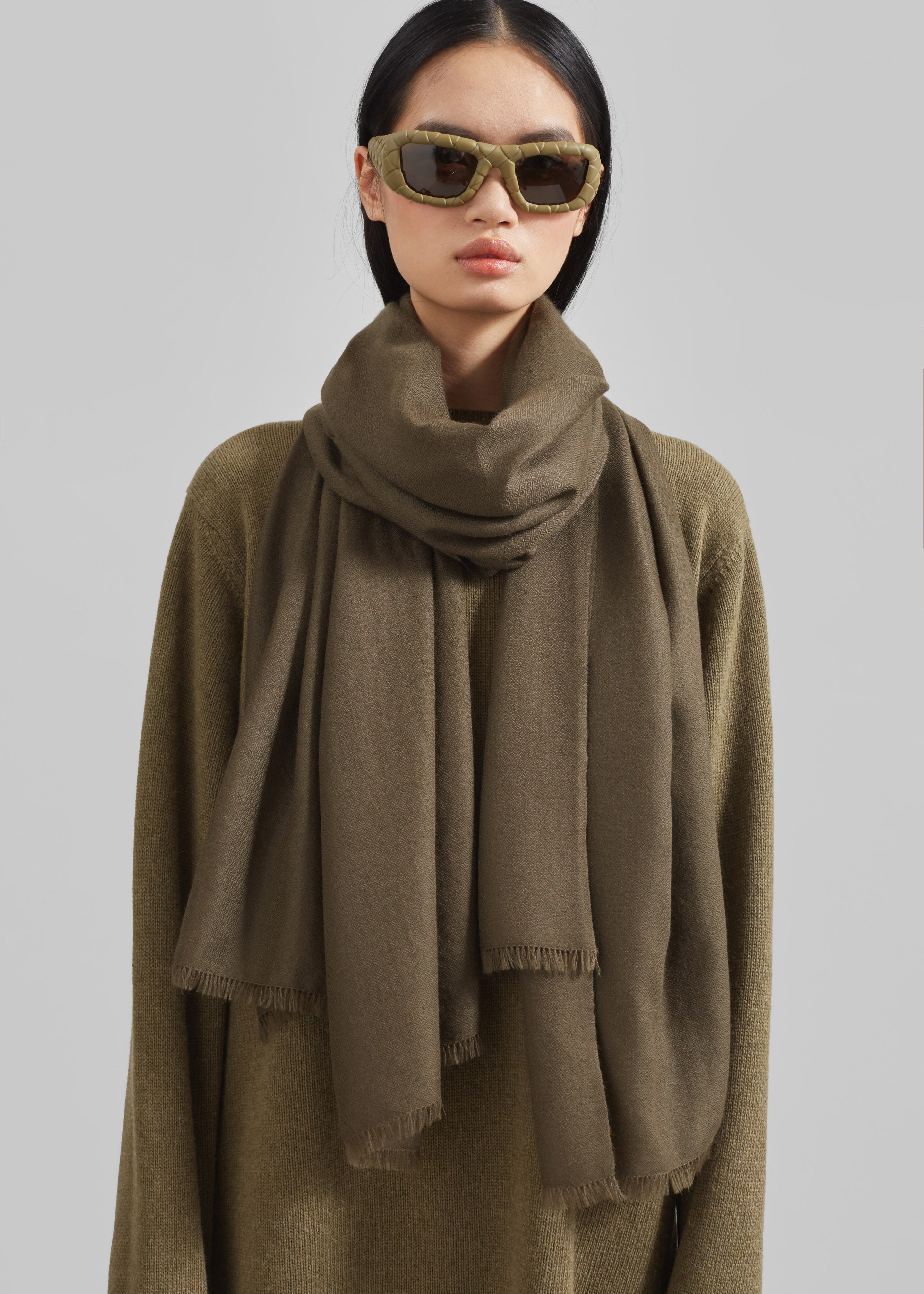 Dorset Cashmere Scarf - Khaki - 4