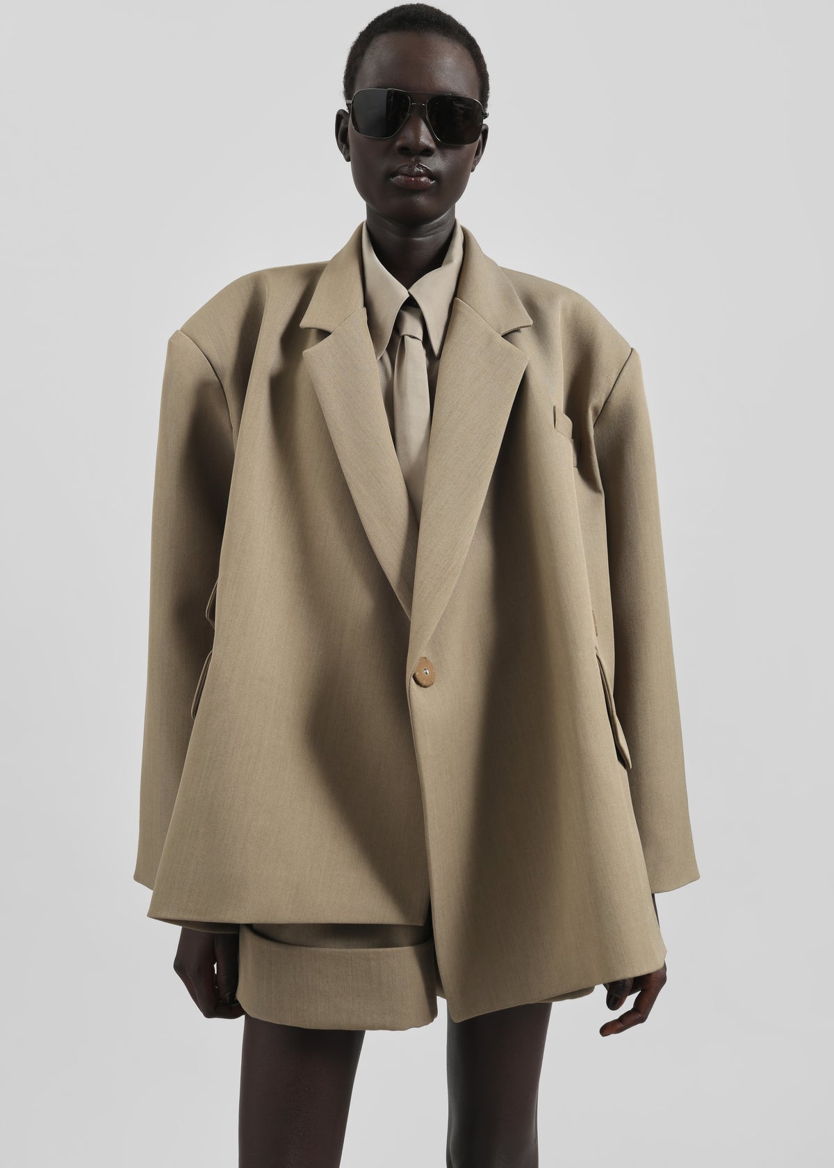 Silvan Neck Tie Shirt - Taupe - 5