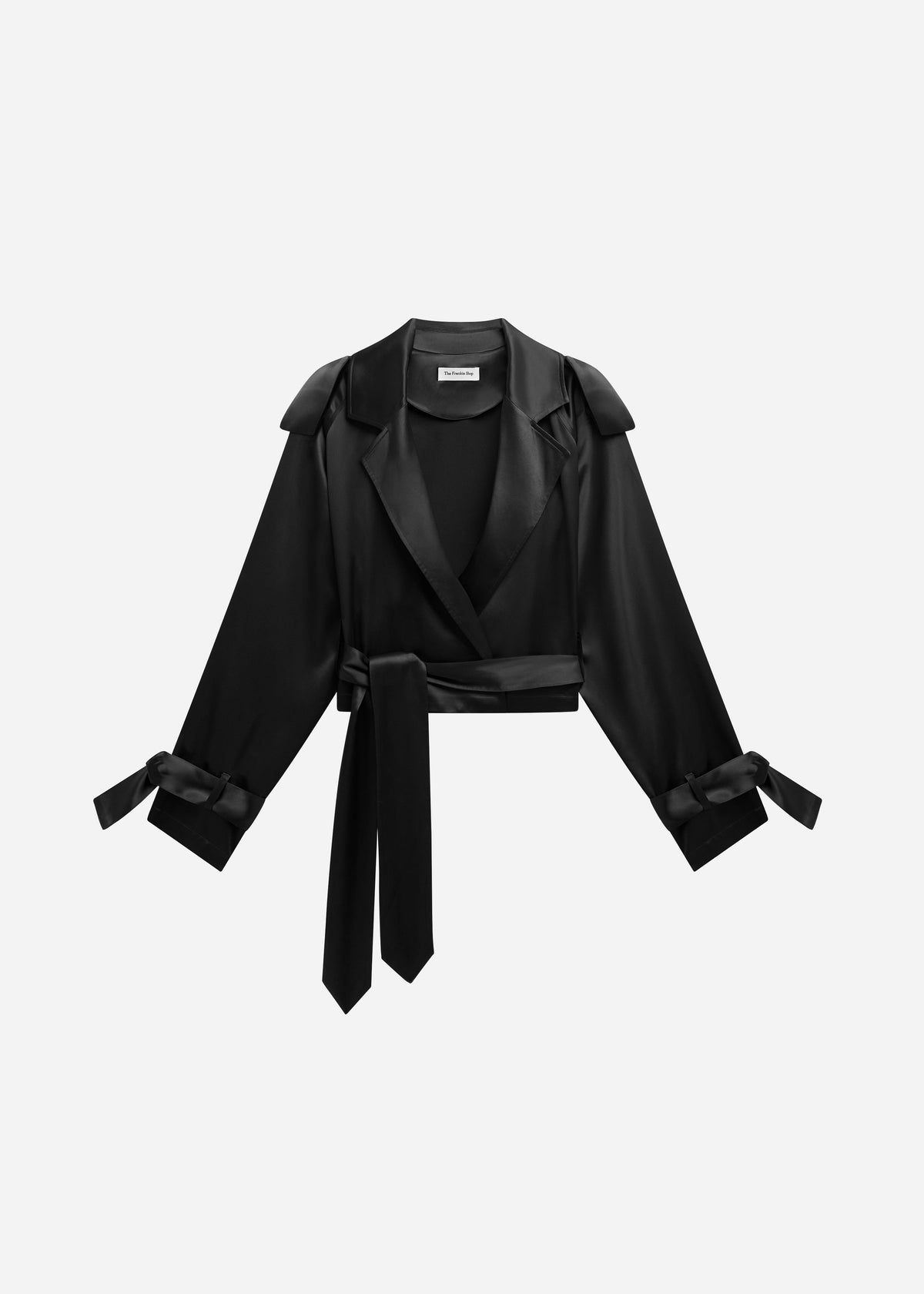 Simona Satin Short Trench - Black - 8