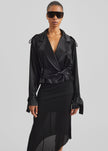 Simona Satin Short Trench - Black