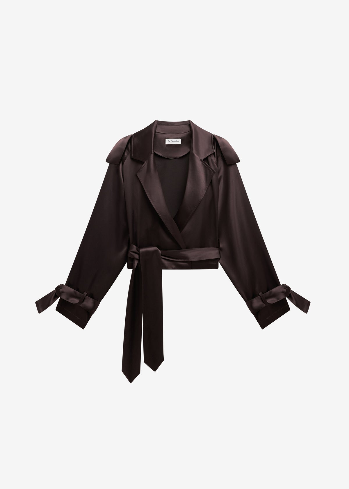 Simona Satin Short Trench - Dark Brown - 7