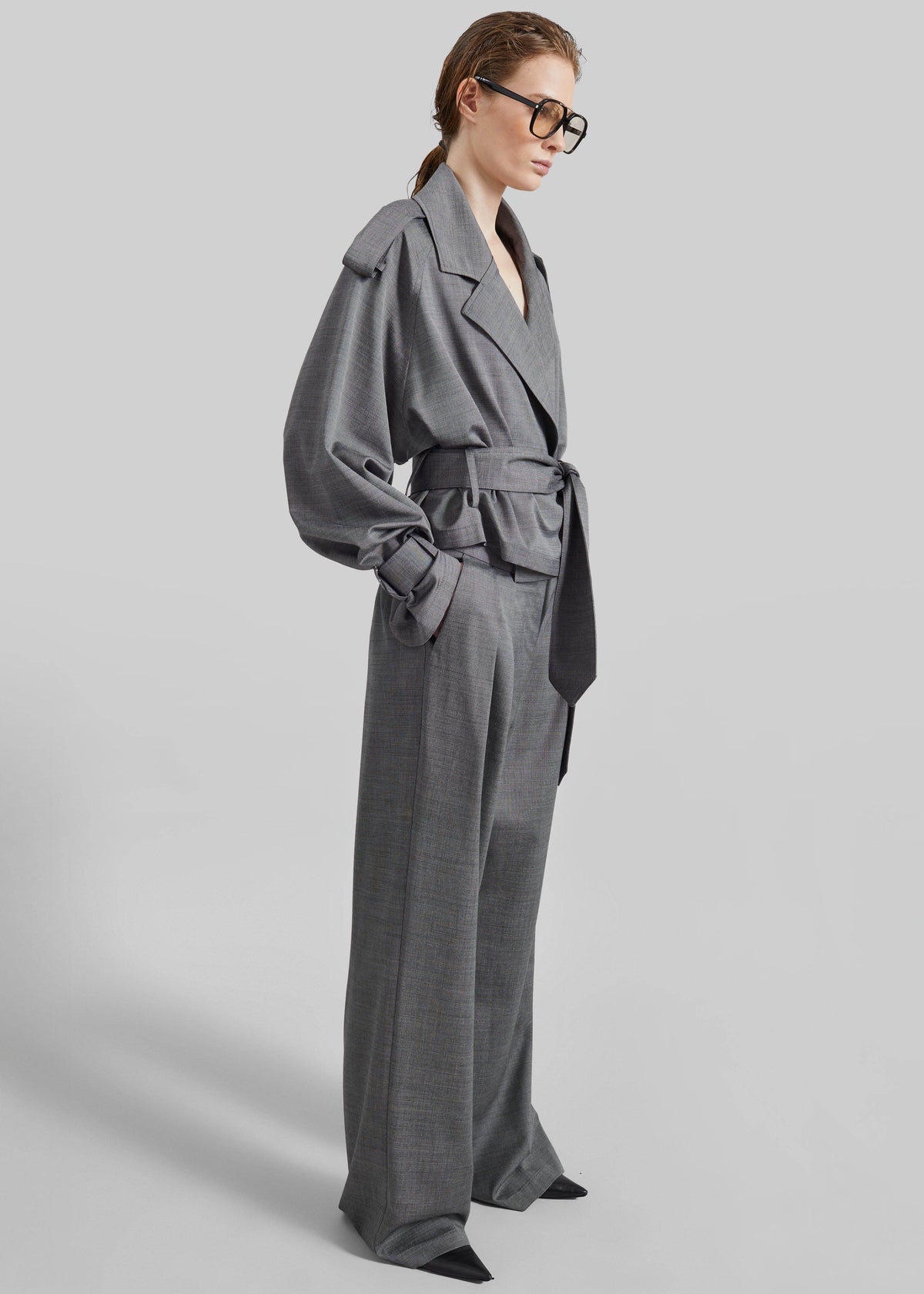 Simona Short Trench - Grey Melange - 7