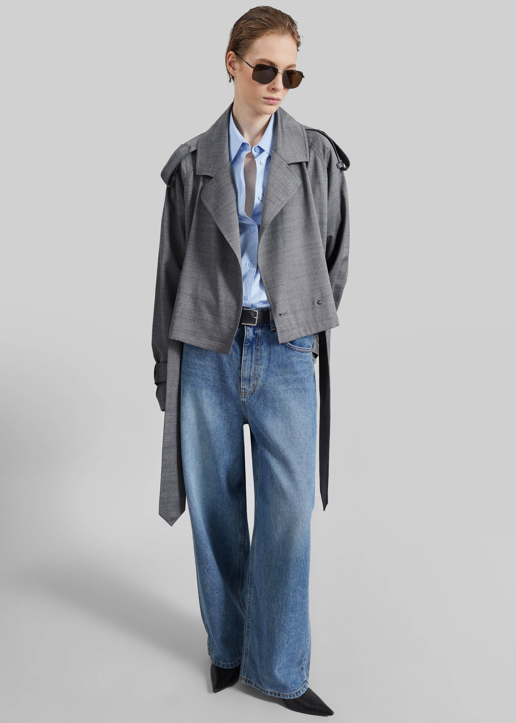 Shop the look image for Simona Short Trench - Grey Melange