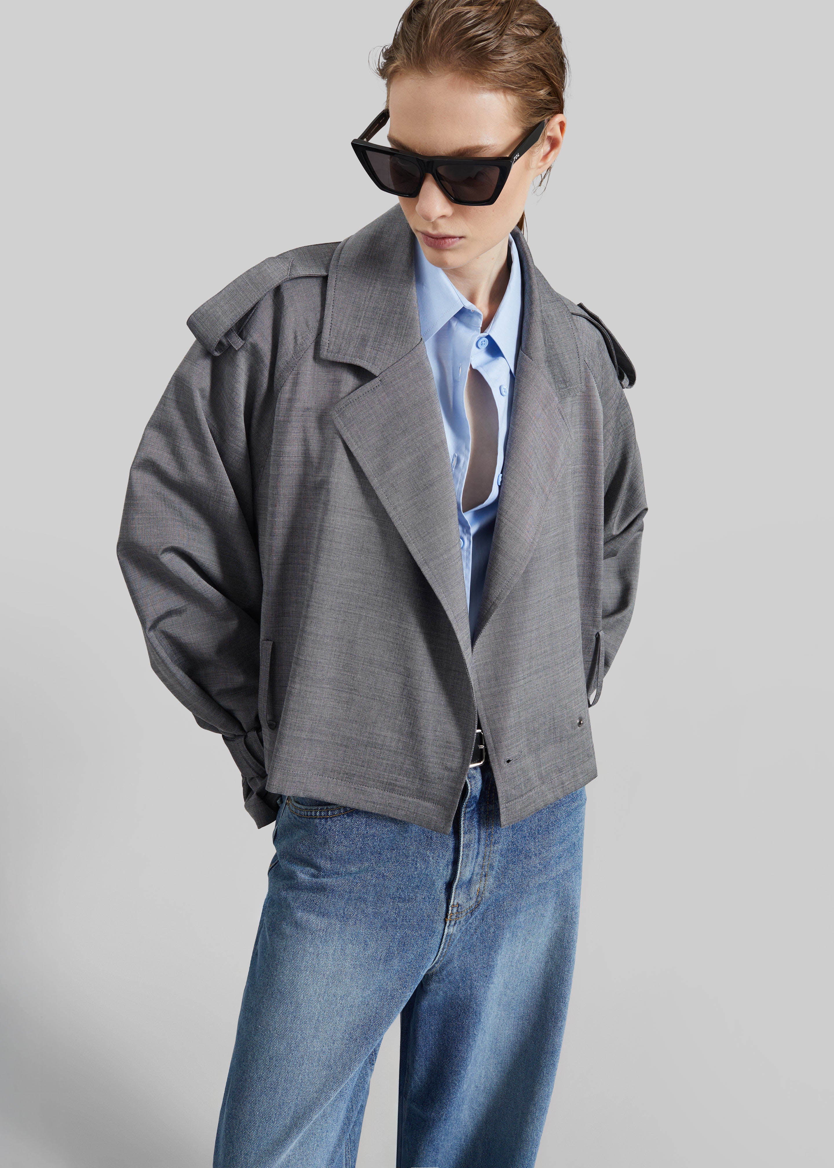 Simona Short Trench - Grey Melange - 8