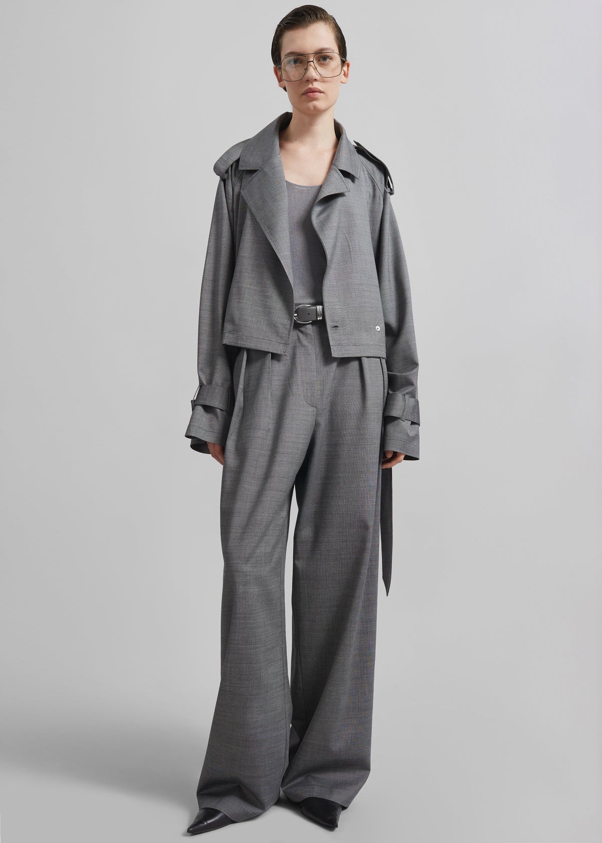 Simona Short Trench - Grey Melange - 7