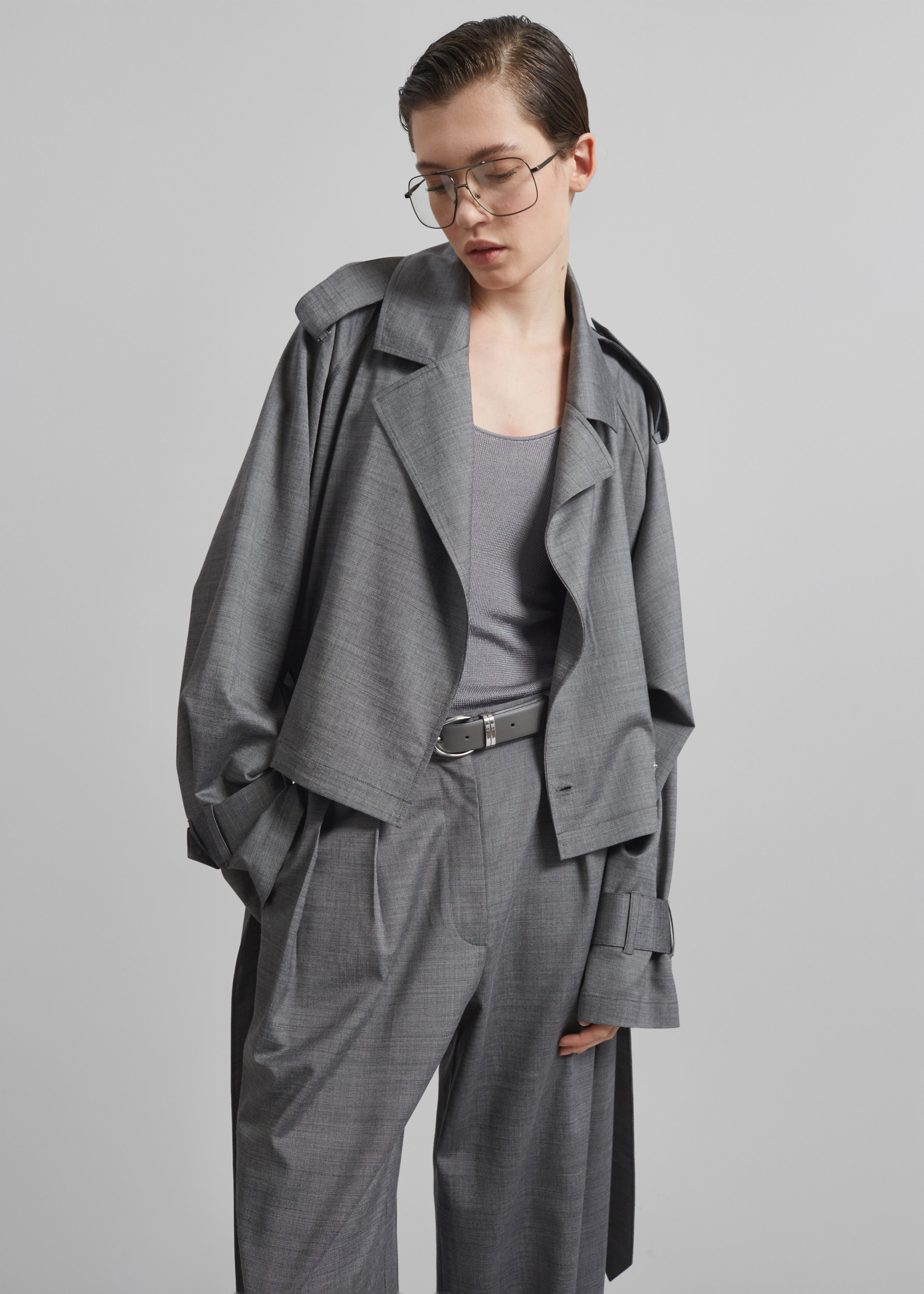 Simona Short Trench - Grey Melange - 8