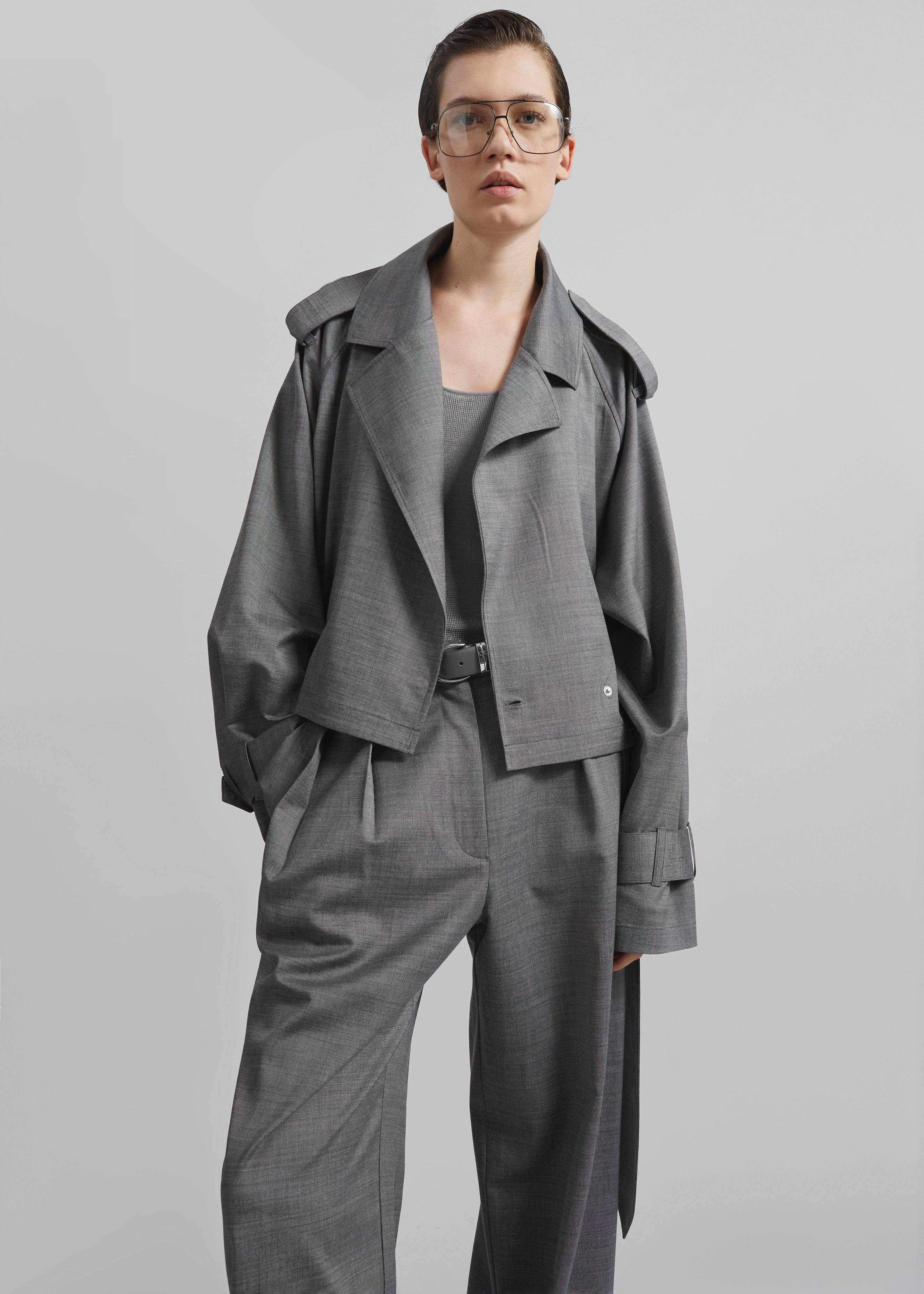 Simona Short Trench - Grey Melange - 6