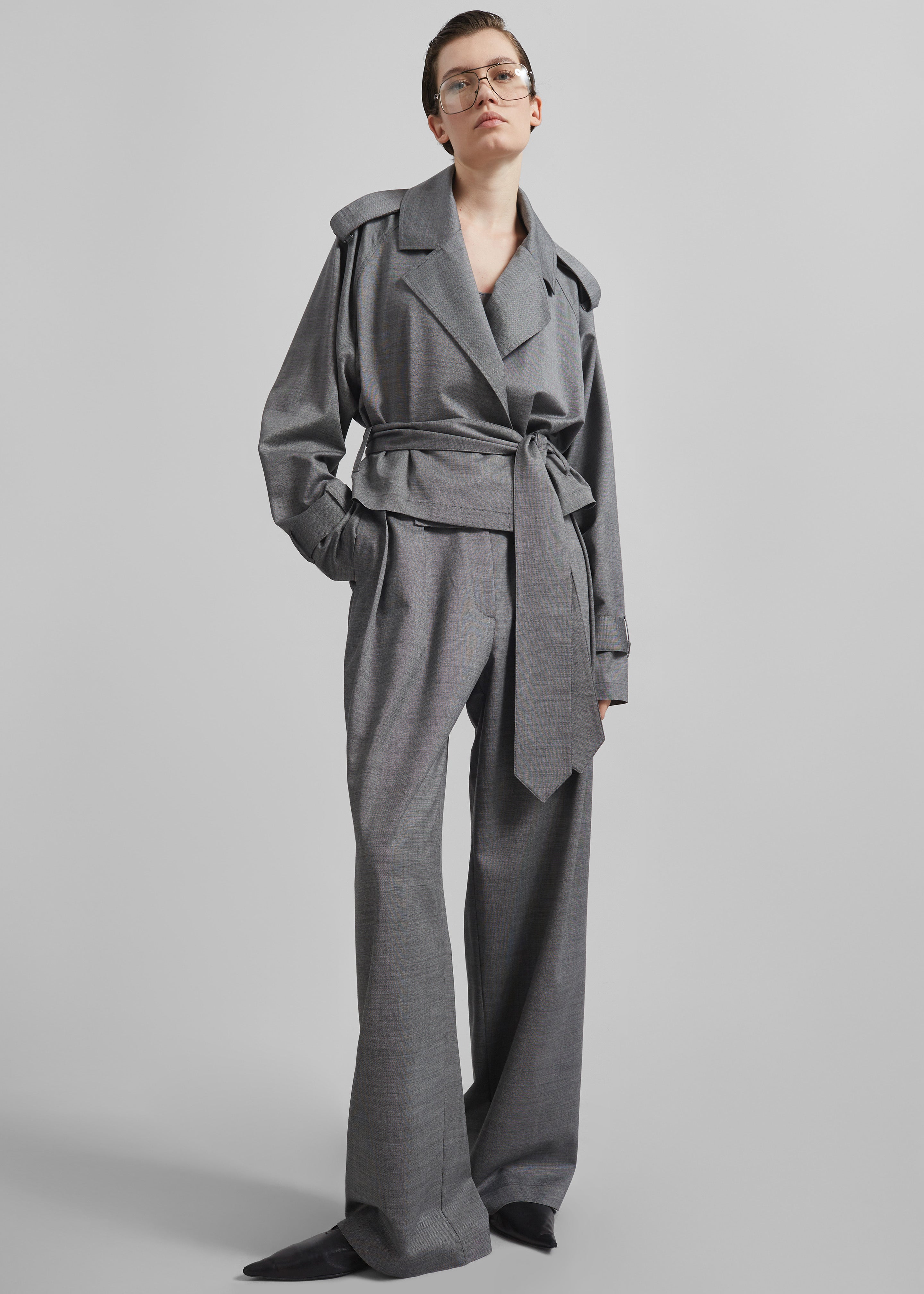 Simona Short Trench - Grey Melange - 4