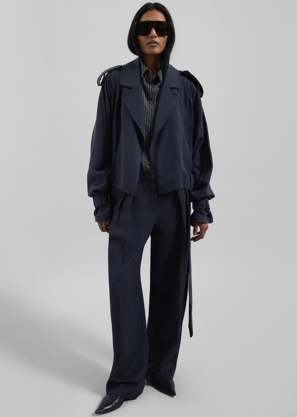 Simona Short Trench - Navy - 1