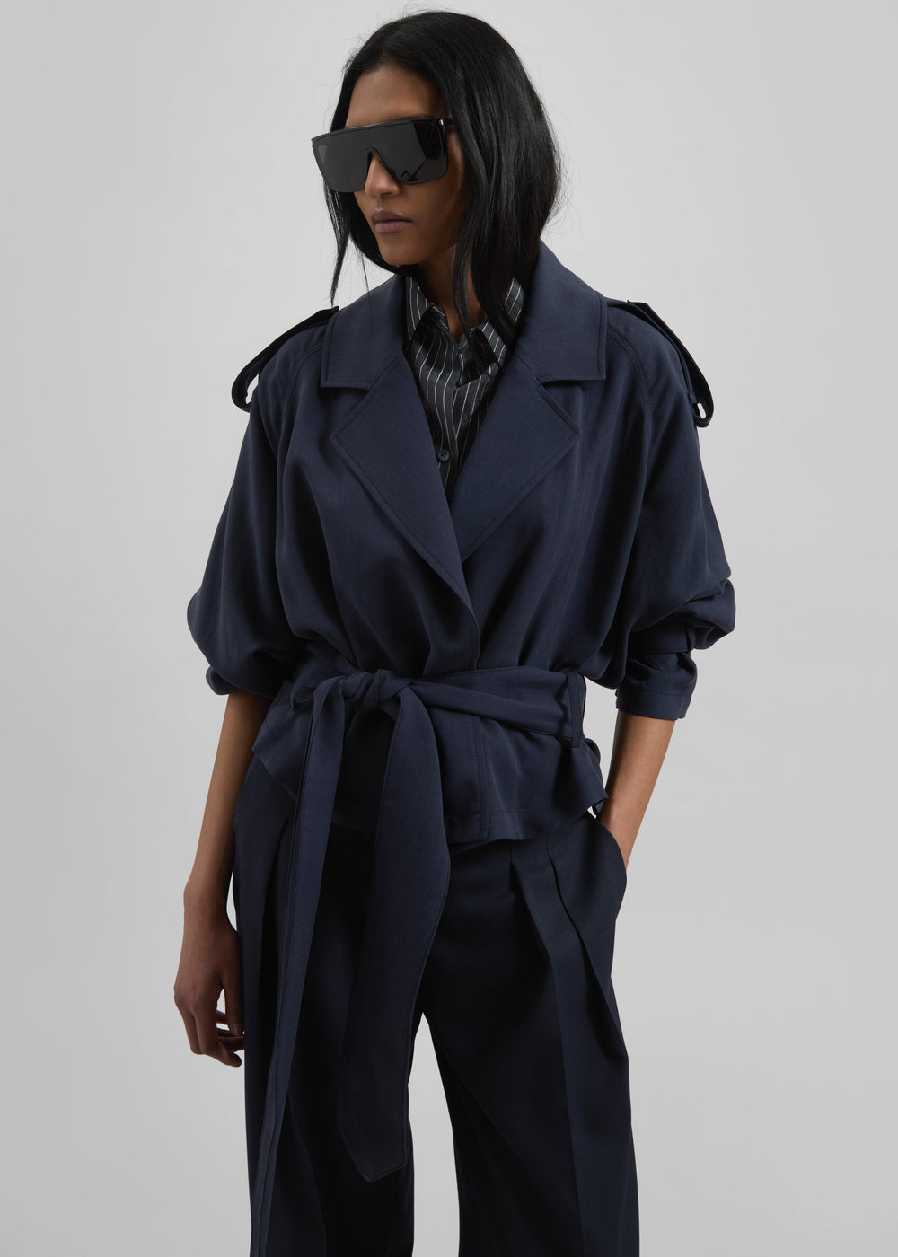Simona Short Trench - Navy