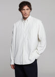 Sinclair Poplin Shirt - White/Black Stripe
